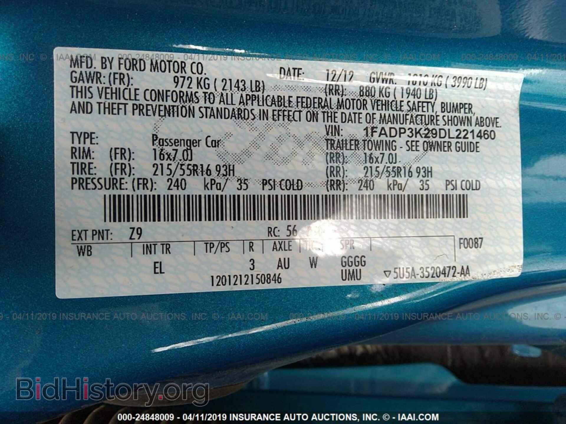 2013 FORD FOCUS - VIN: 1FADP3K29DL221460 - Photo 9
