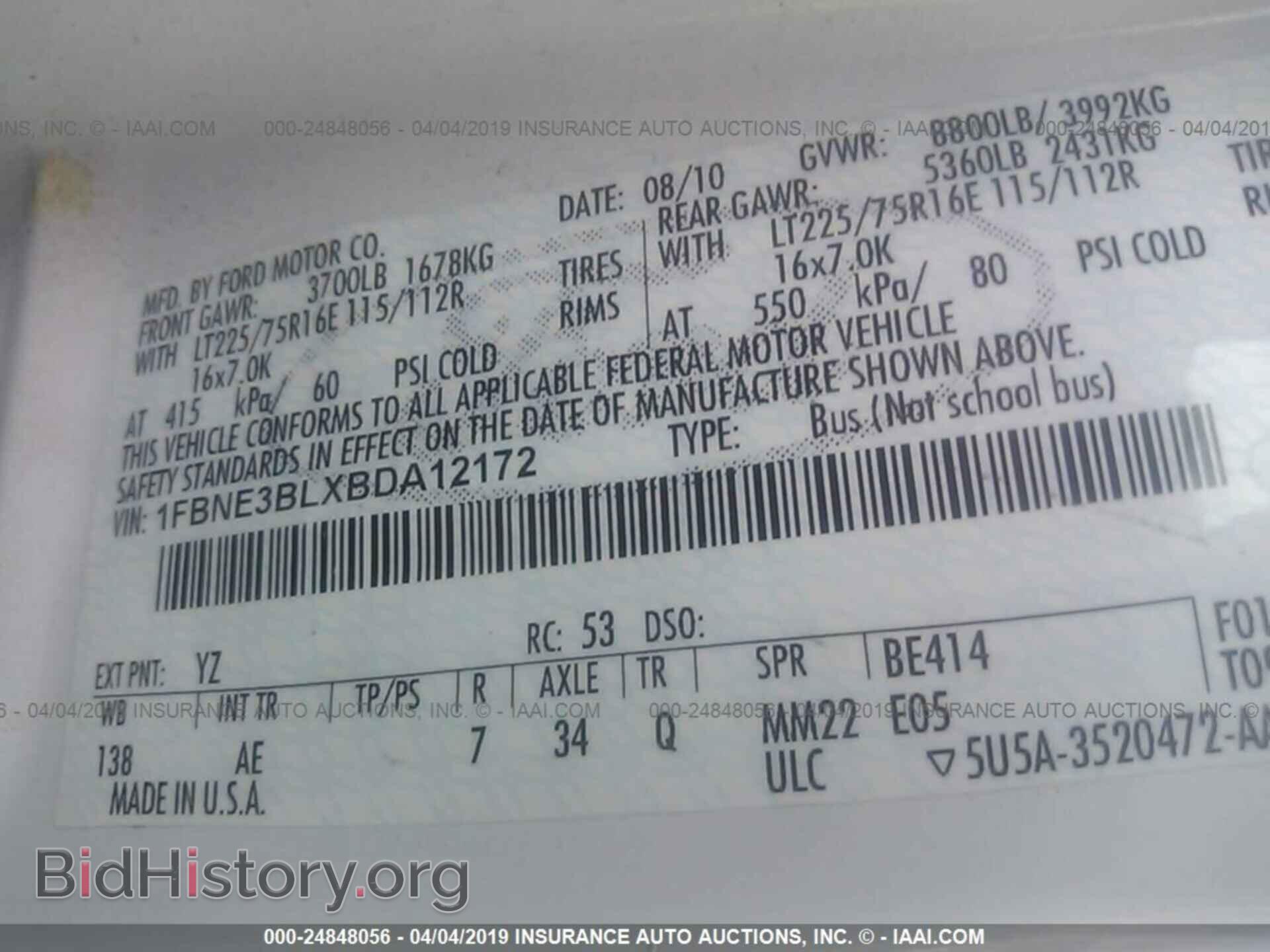 2011 FORD ECONOLINE - VIN: 1FBNE3BLXBDA12172 - Фото 9
