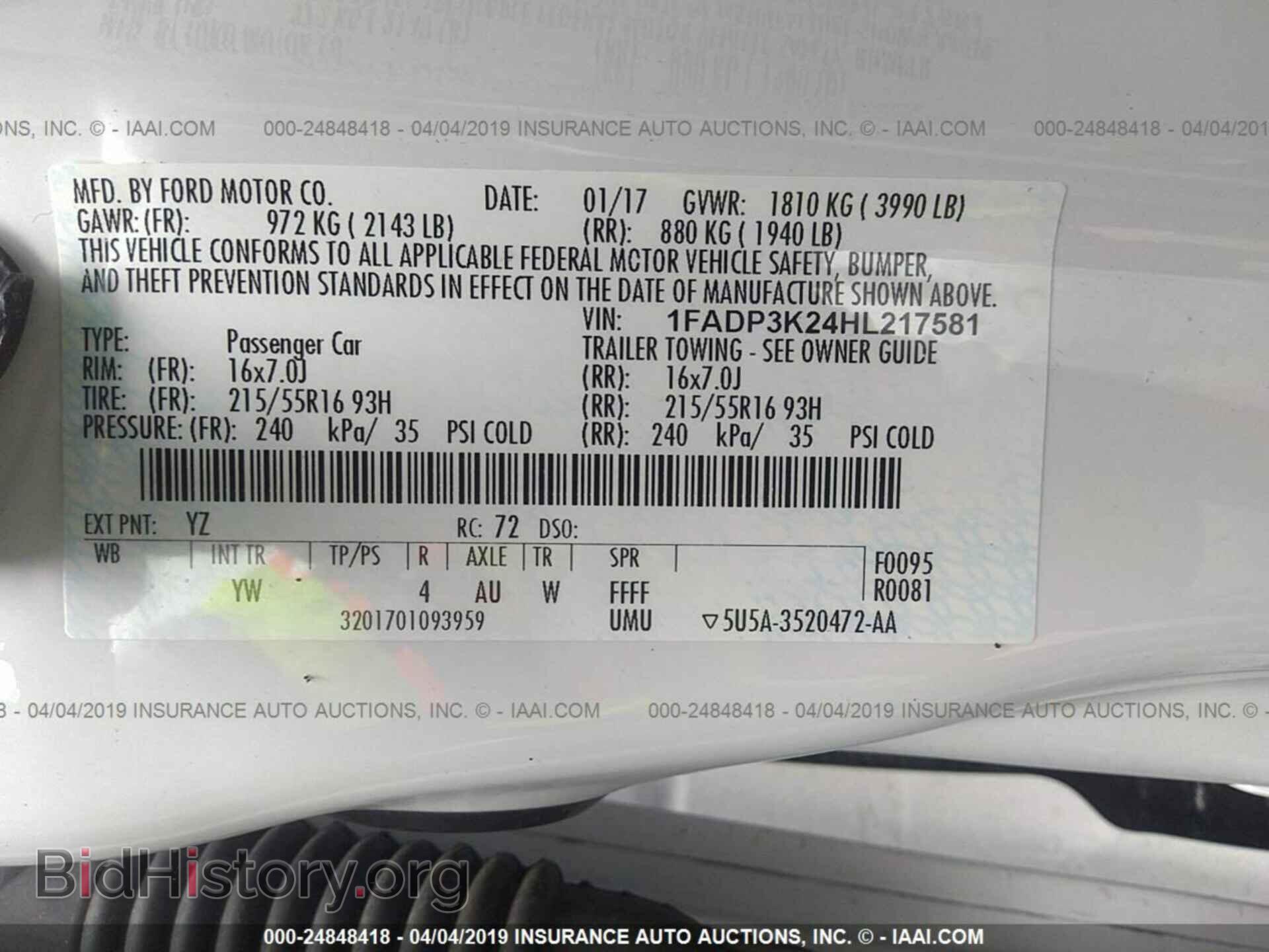 2017 FORD FOCUS - VIN: 1FADP3K24HL217581 - Фото 9