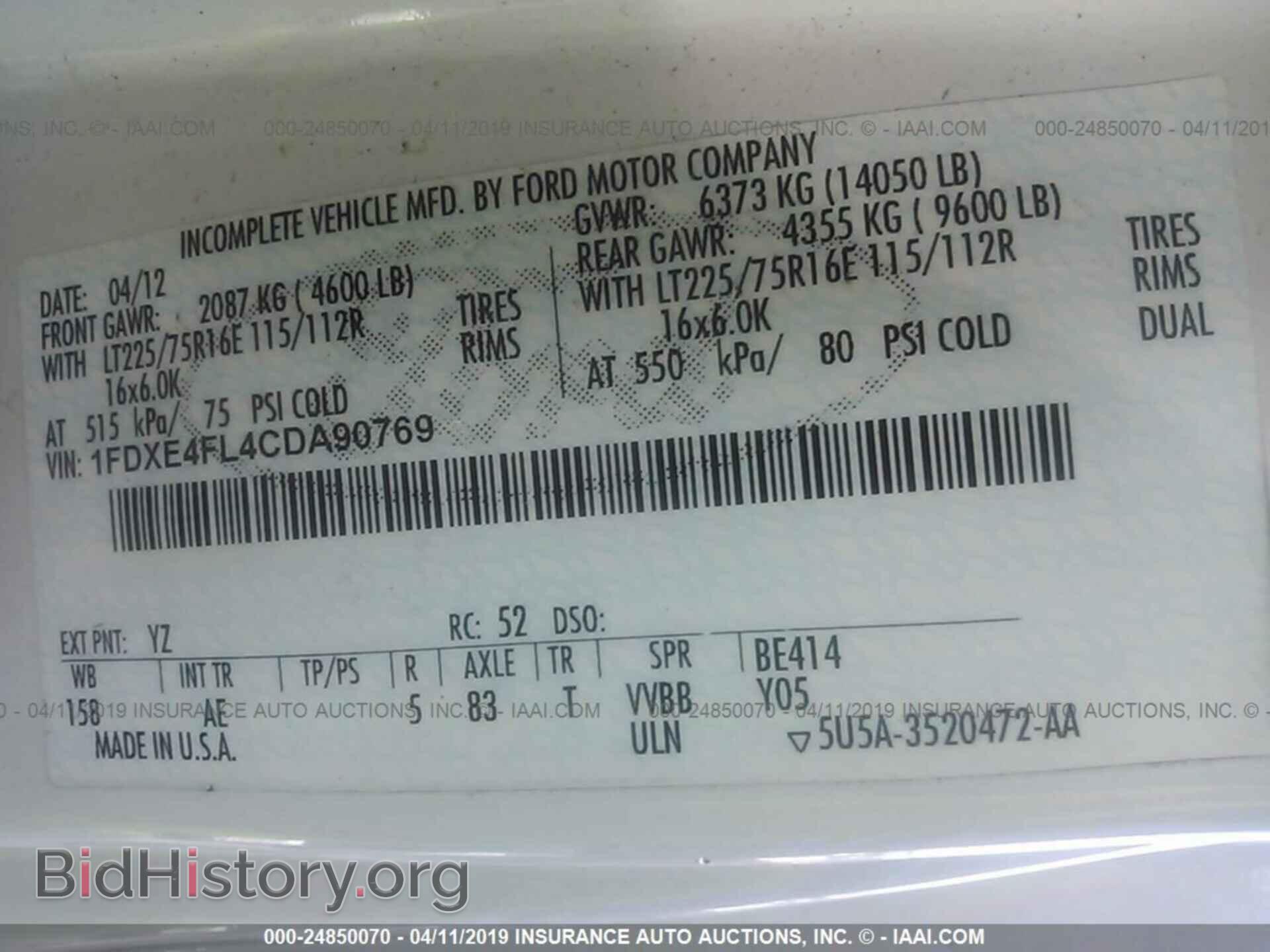 2012 FORD ECONOLINE - VIN: 1FDXE4FL4CDA90769 - Фото 9