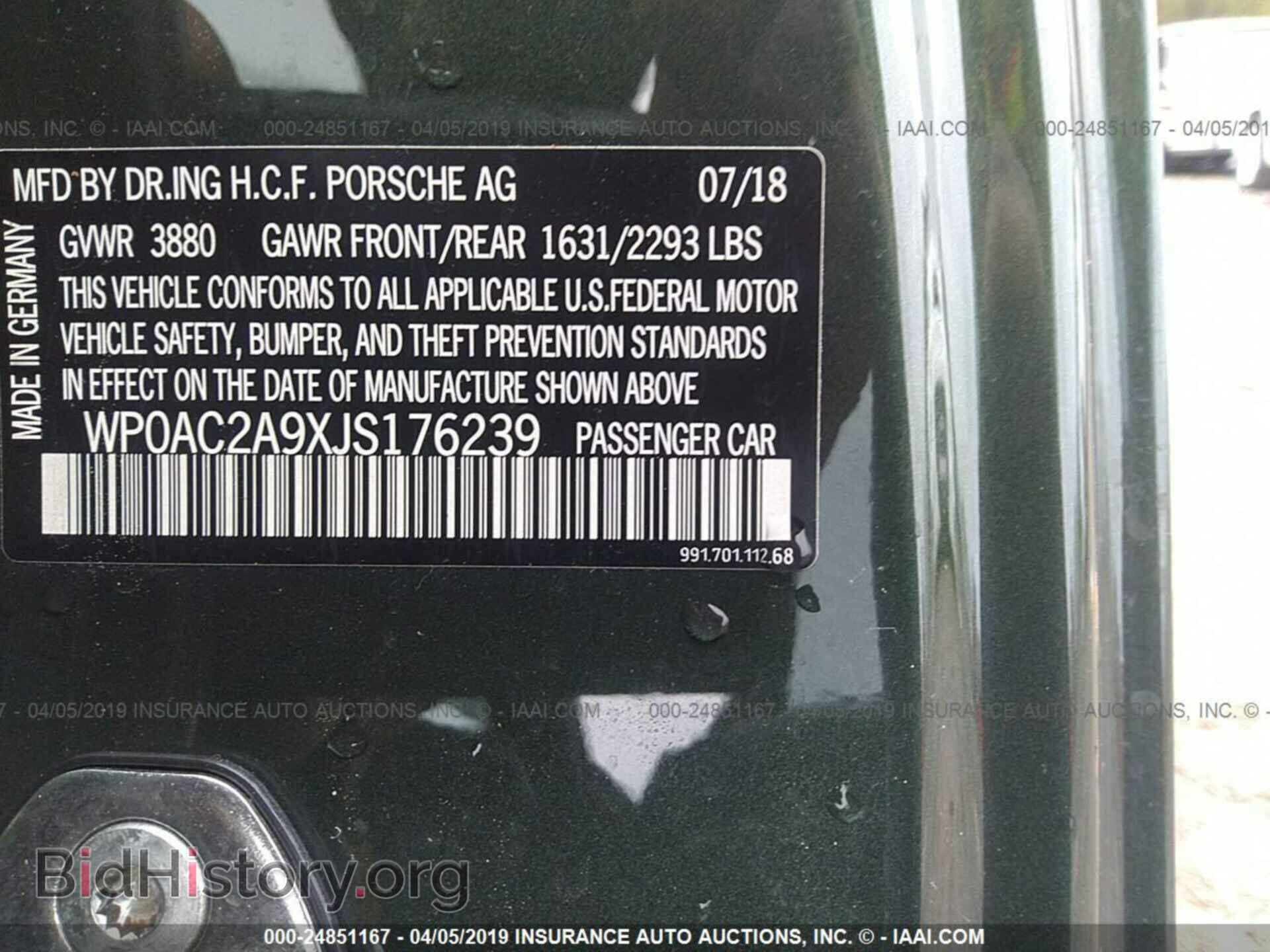 2018 PORSCHE 911 - VIN: WP0AC2A9XJS176239 - Фото 9