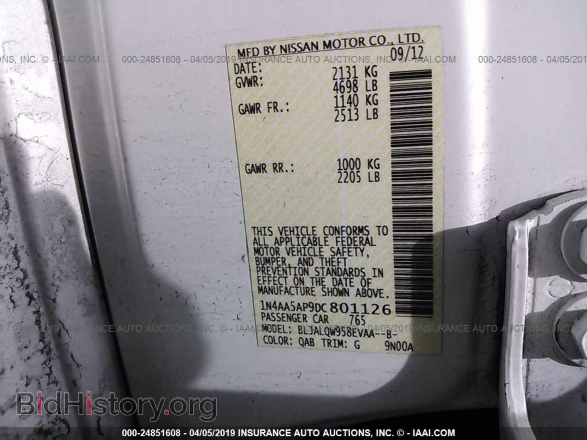 2013 NISSAN MAXIMA - VIN: 1N4AA5AP9DC801126 - Photo 9