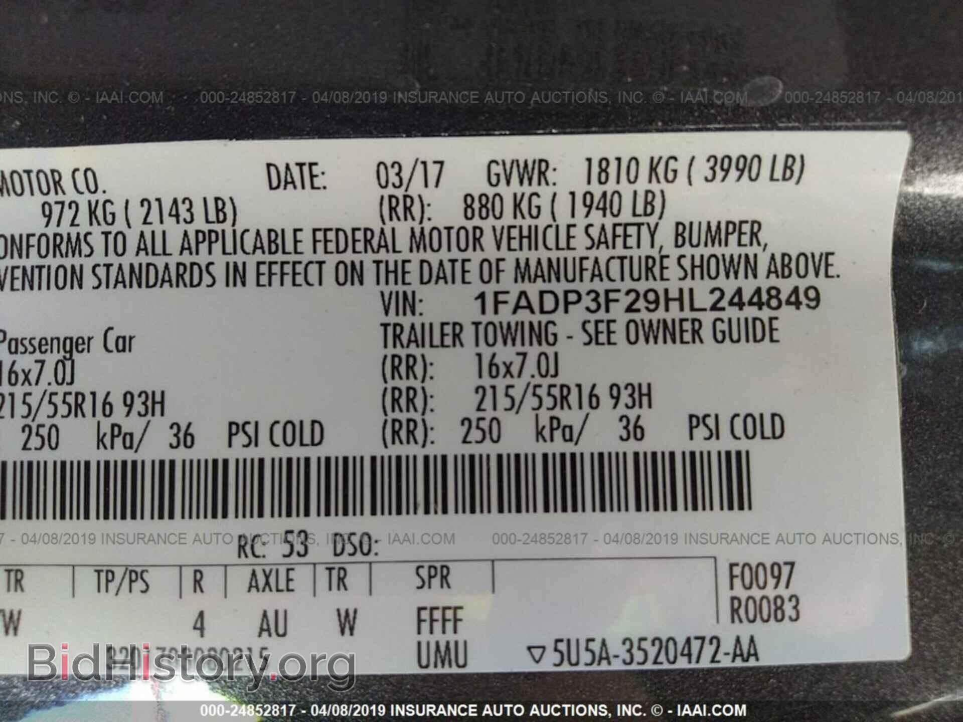2017 FORD FOCUS - VIN: 1FADP3F29HL244849 - Photo 9