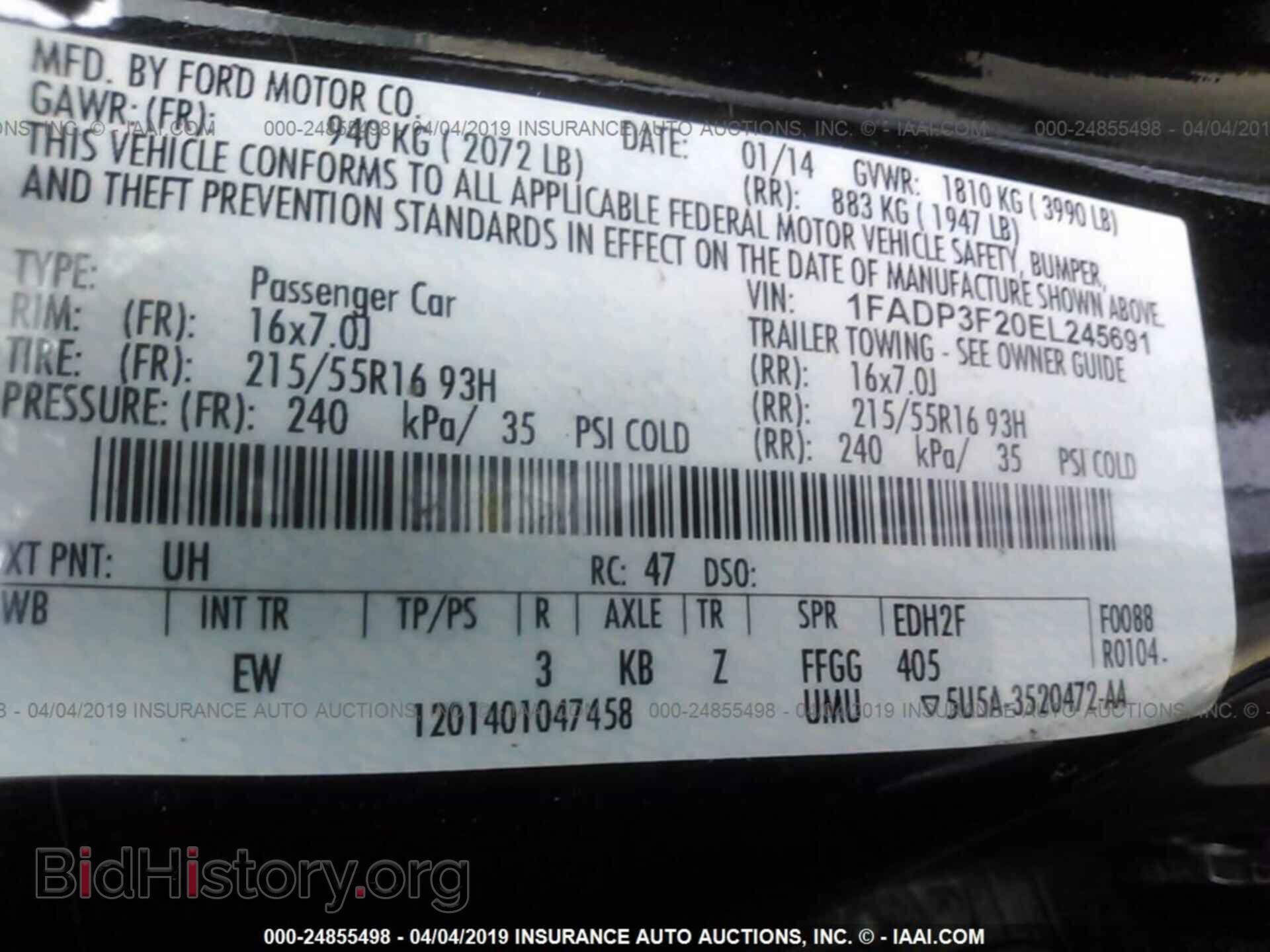 2014 FORD FOCUS - VIN: 1FADP3F20EL245691 - Фото 9