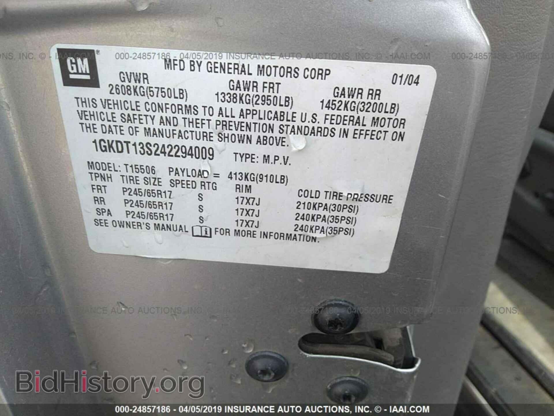 2004 GMC ENVOY - VIN: 1GKDT13S242294009 - Фото 9