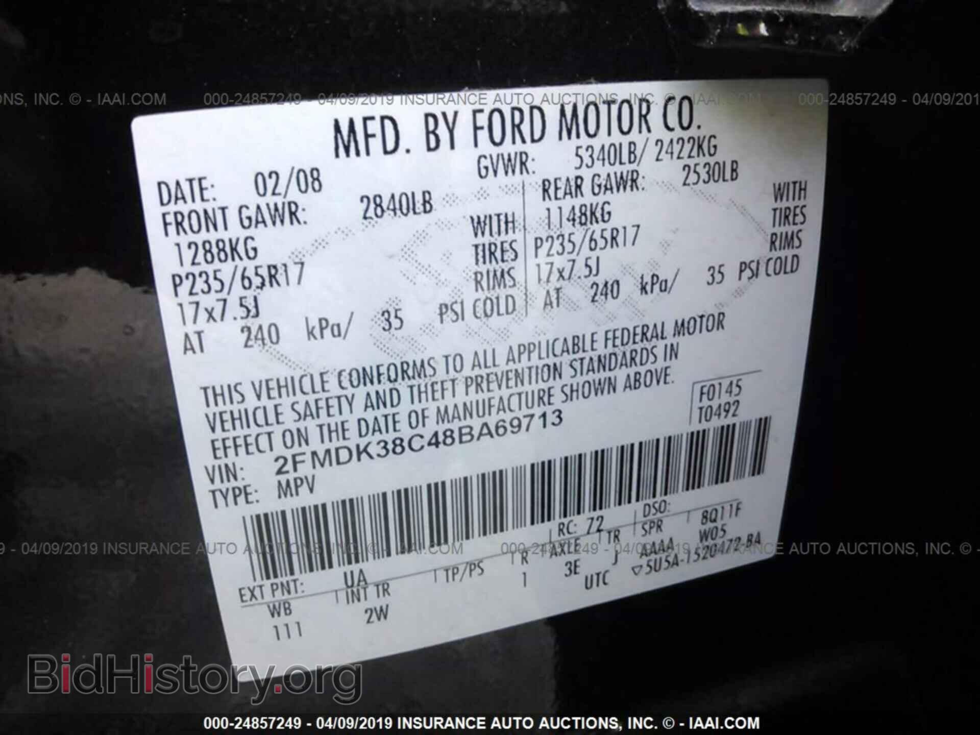2008 FORD EDGE - VIN: 2FMDK38C48BA69713 - Photo 9
