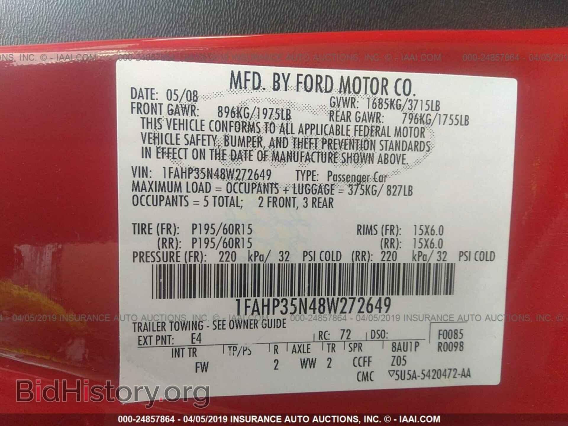 2008 FORD FOCUS - VIN: 1FAHP35N48W272649 - Фото 9