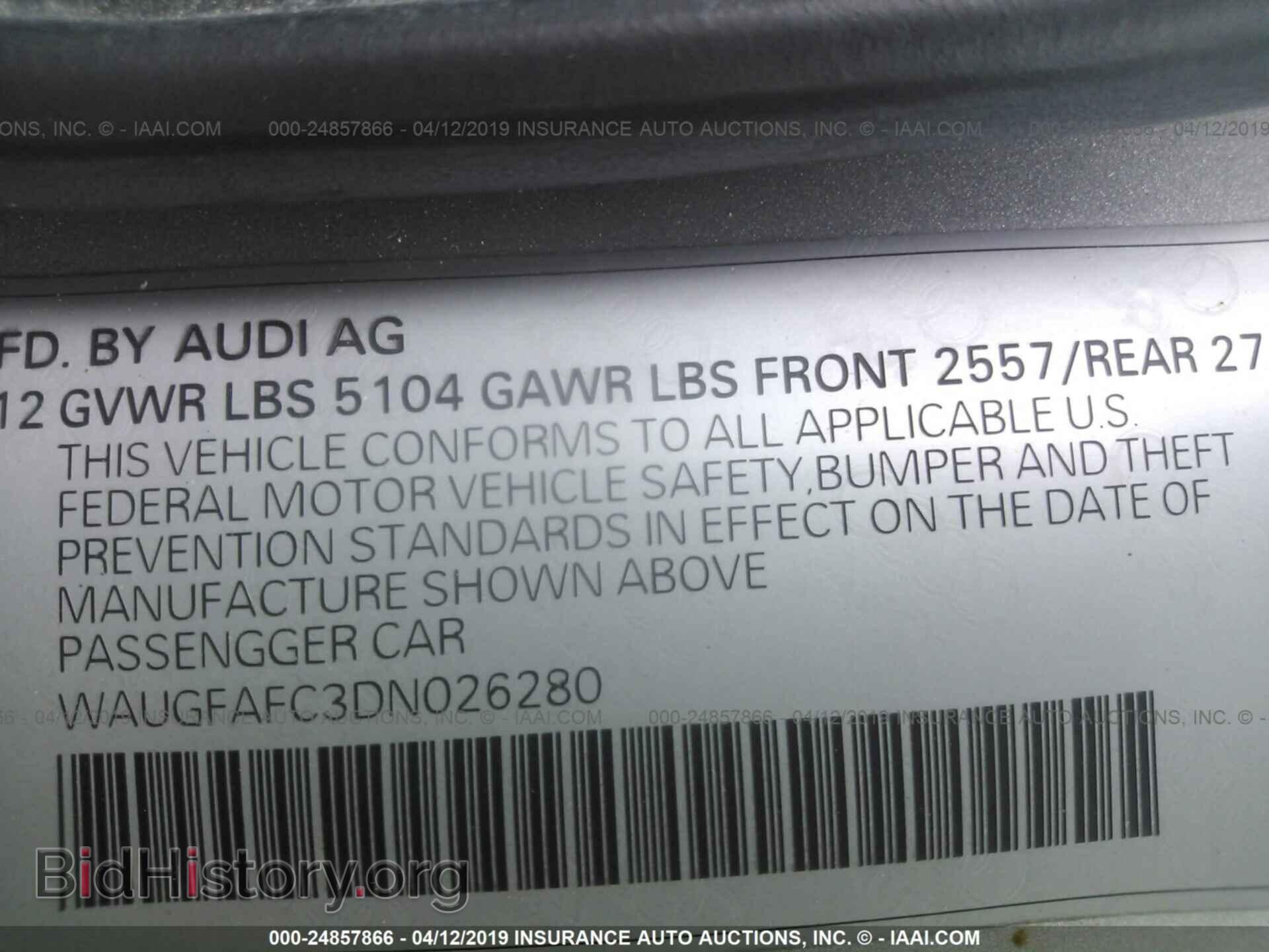 2013 AUDI A6 - VIN: WAUGFAFC3DN026280 - Фото 9
