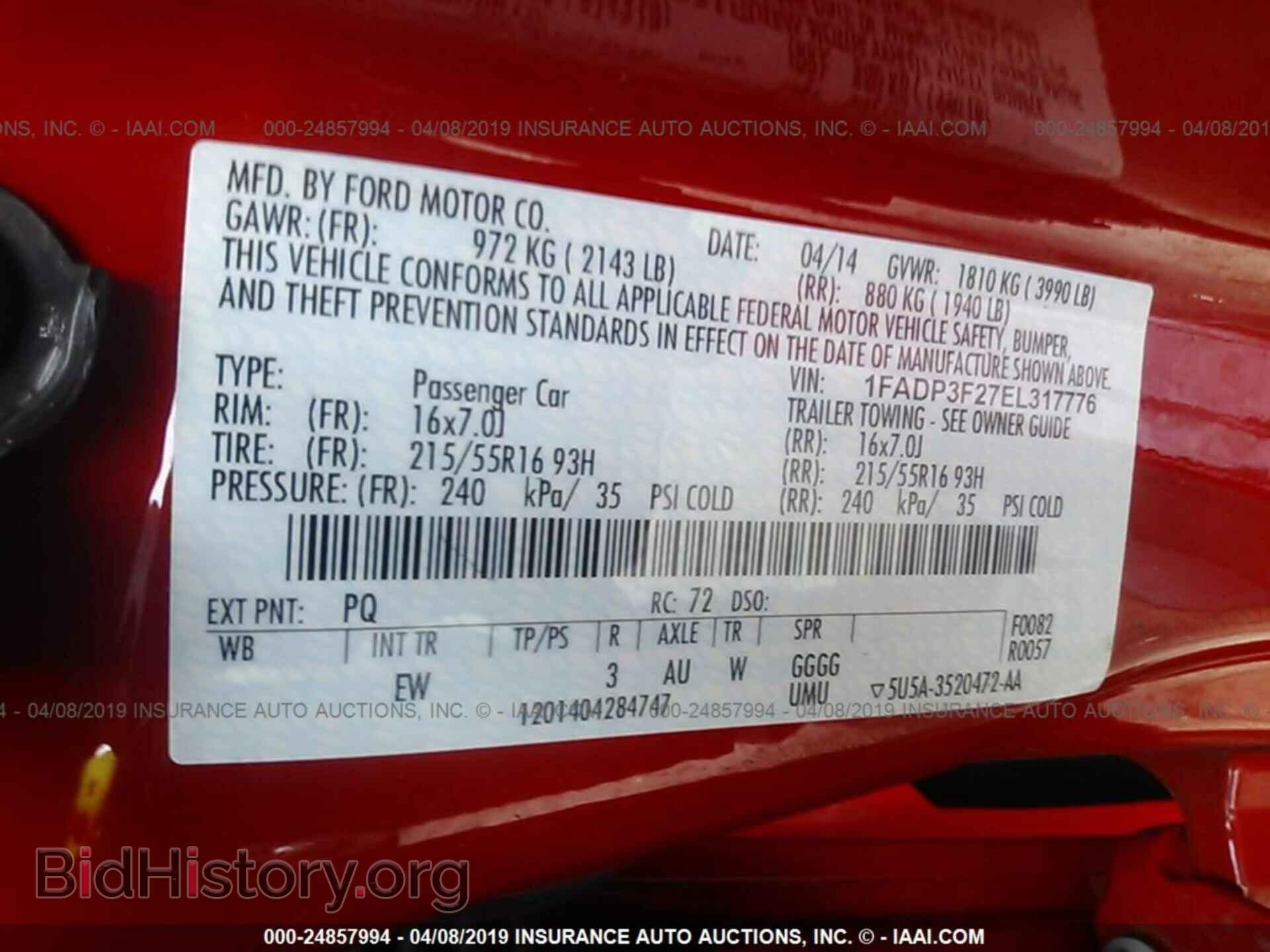 2014 FORD FOCUS - VIN: 1FADP3F27EL317776 - Фото 9