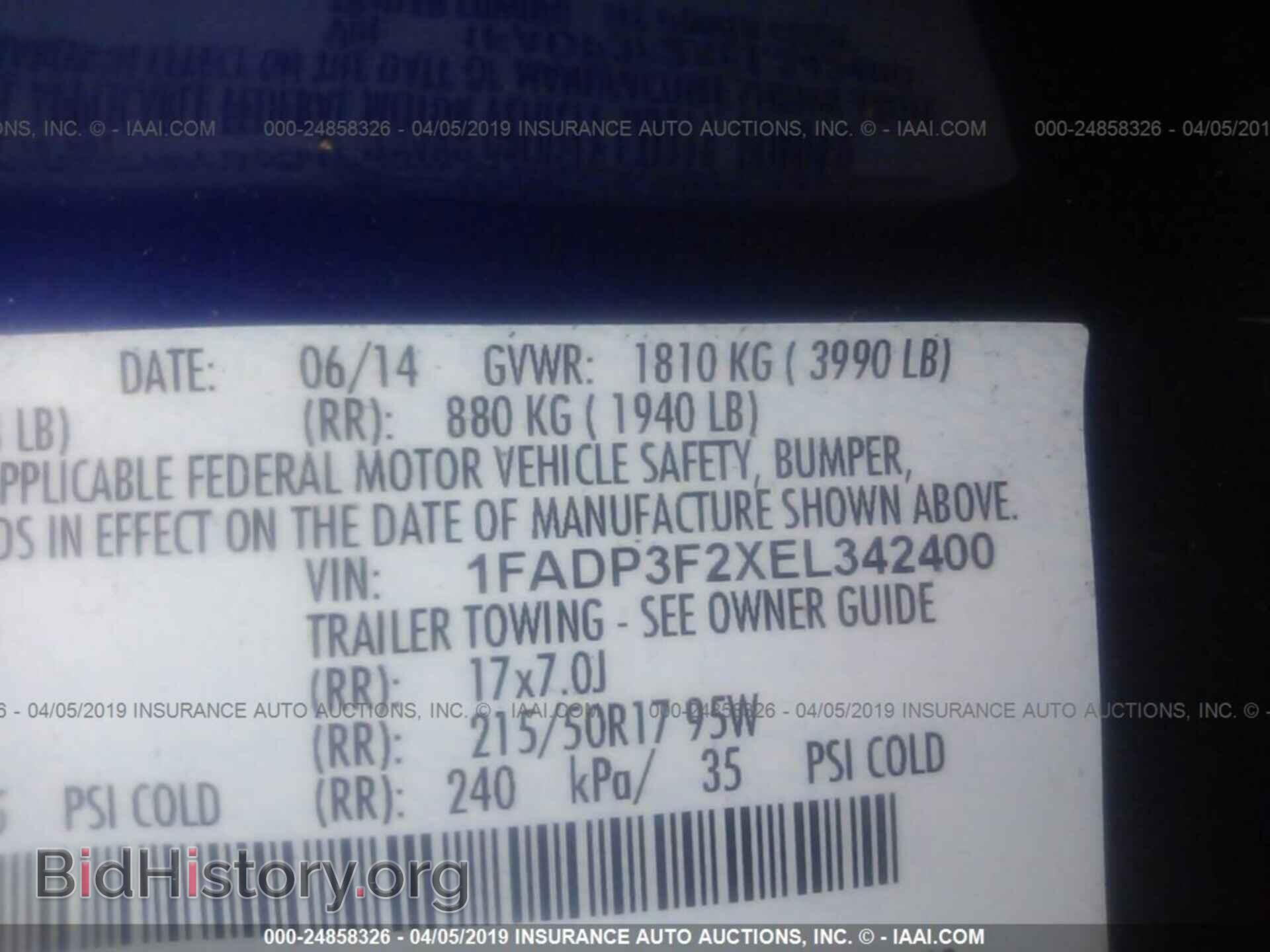 2014 FORD FOCUS - VIN: 1FADP3F2XEL342400 - Фото 9