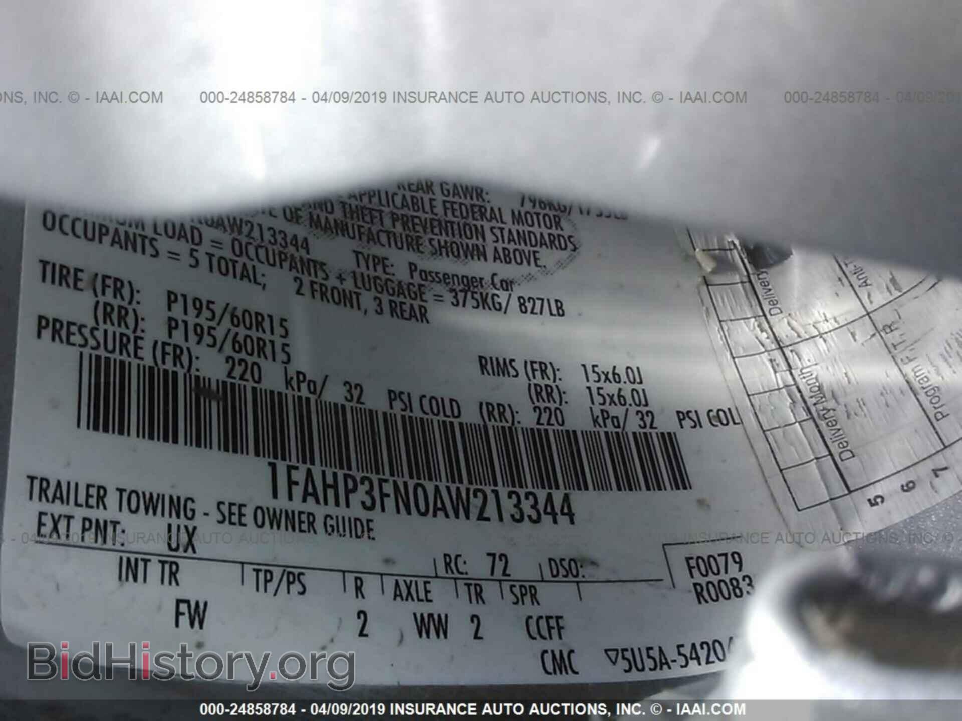 2010 FORD FOCUS - VIN: 1FAHP3FN0AW213344 - Фото 9