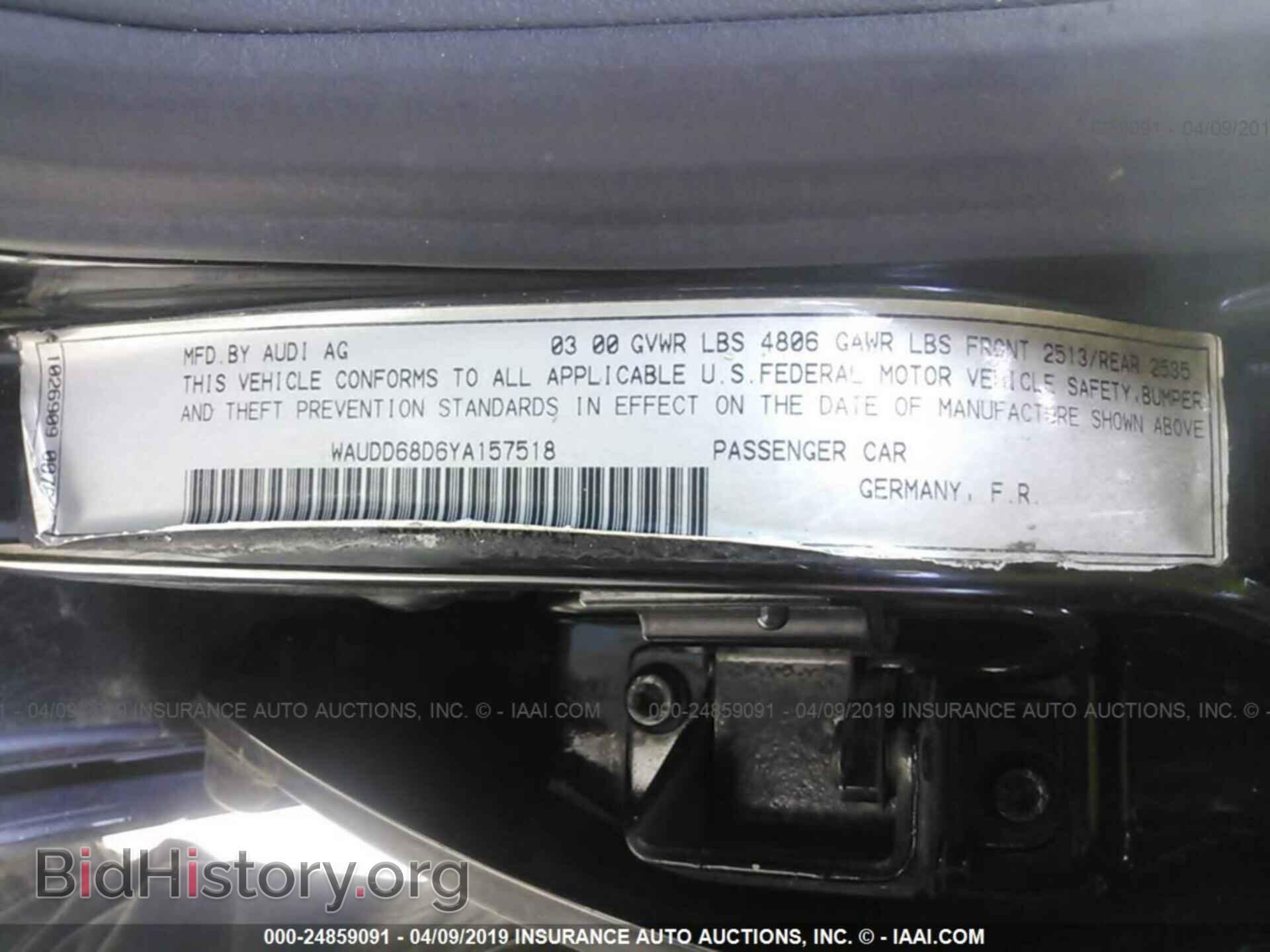 2000 AUDI S4 - VIN: WAUDD68D6YA157518 - Photo 9