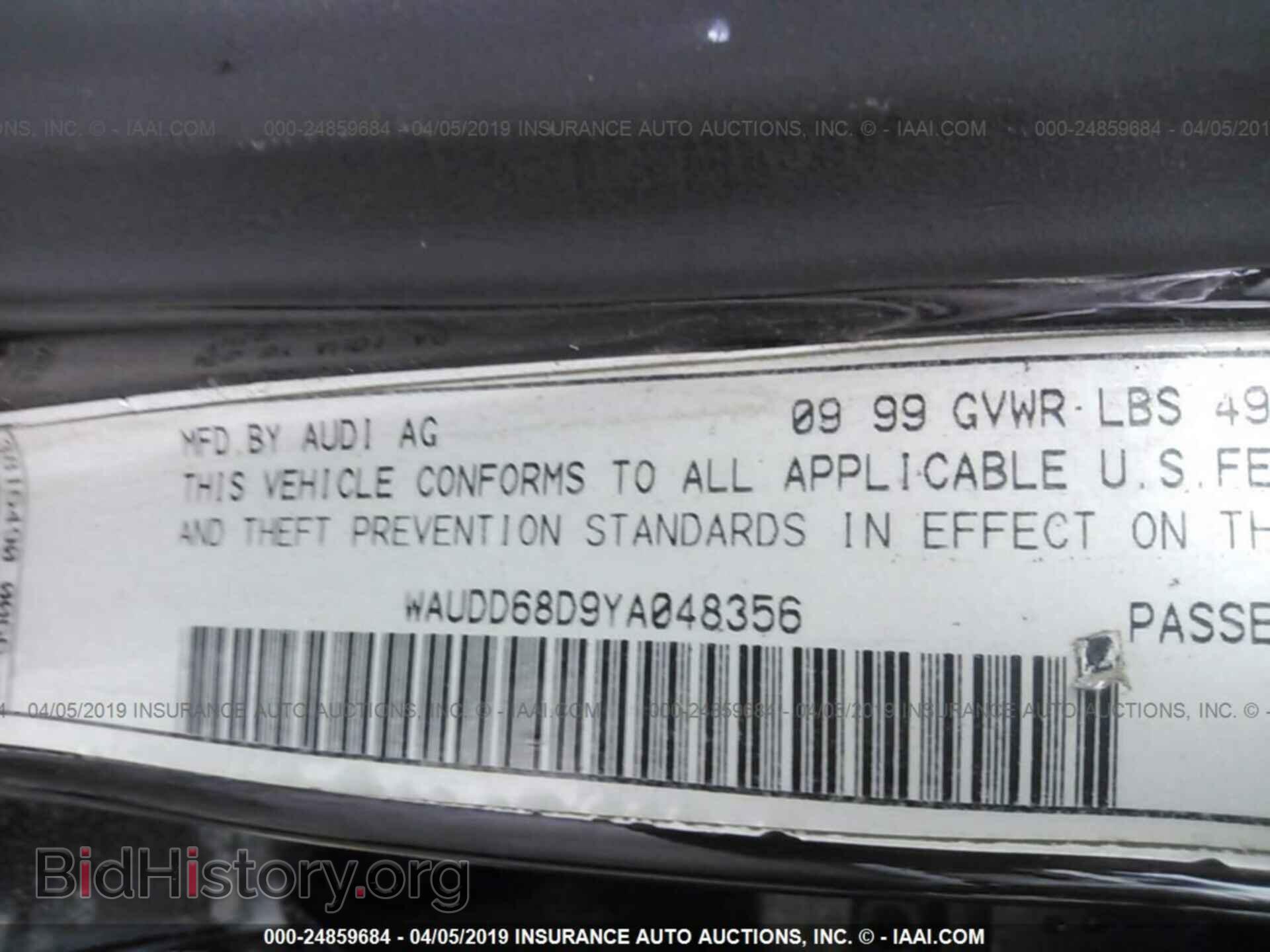2000 AUDI S4 - VIN: WAUDD68D9YA048356 - Фото 9