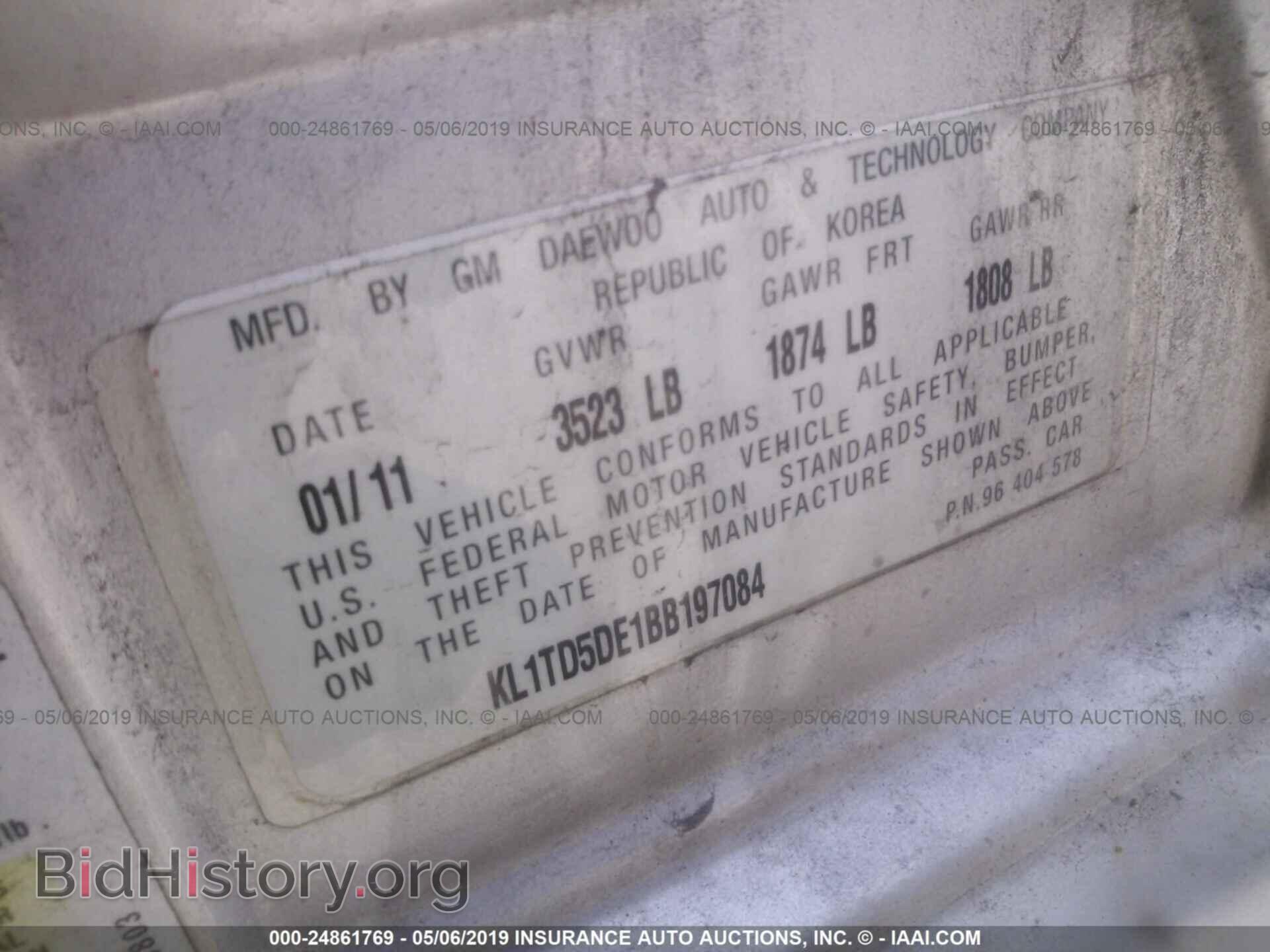 2011 CHEVROLET AVEO - VIN: KL1TD5DE1BB197084 - Фото 9