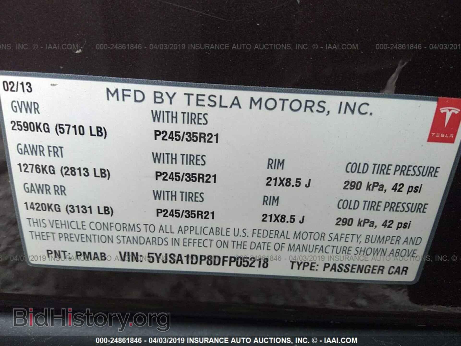 2013 TESLA MODEL S - VIN: 5YJSA1DP8DFP05218 - Photo 9