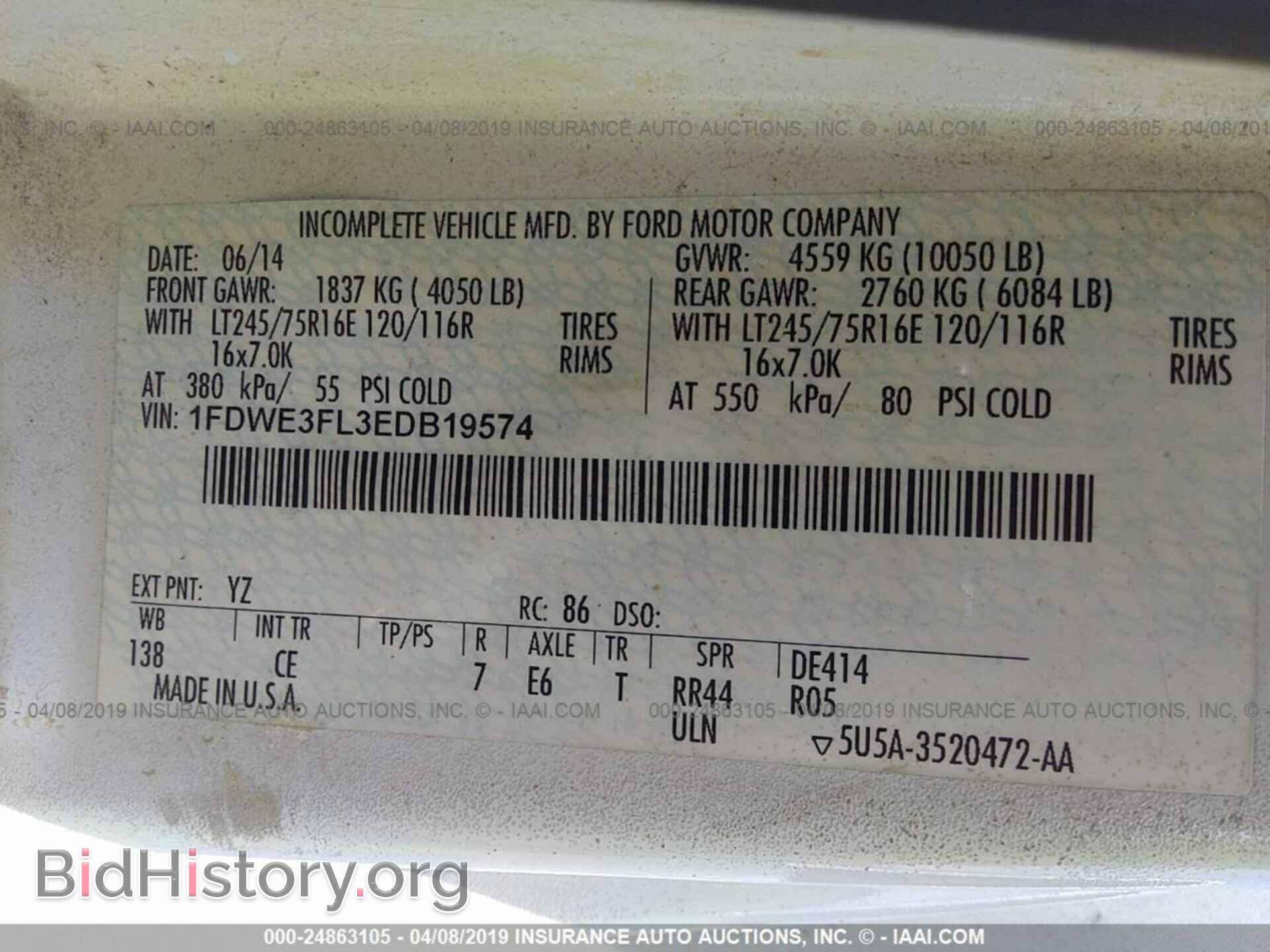 2014 FORD ECONOLINE - VIN: 1FDWE3FL3EDB19574 - Фото 9