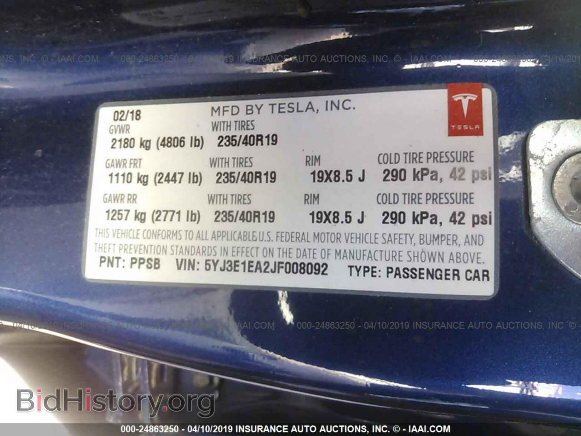 2018 TESLA MODEL 3 - VIN: 5YJ3E1EA2JF008092 - Фото 9