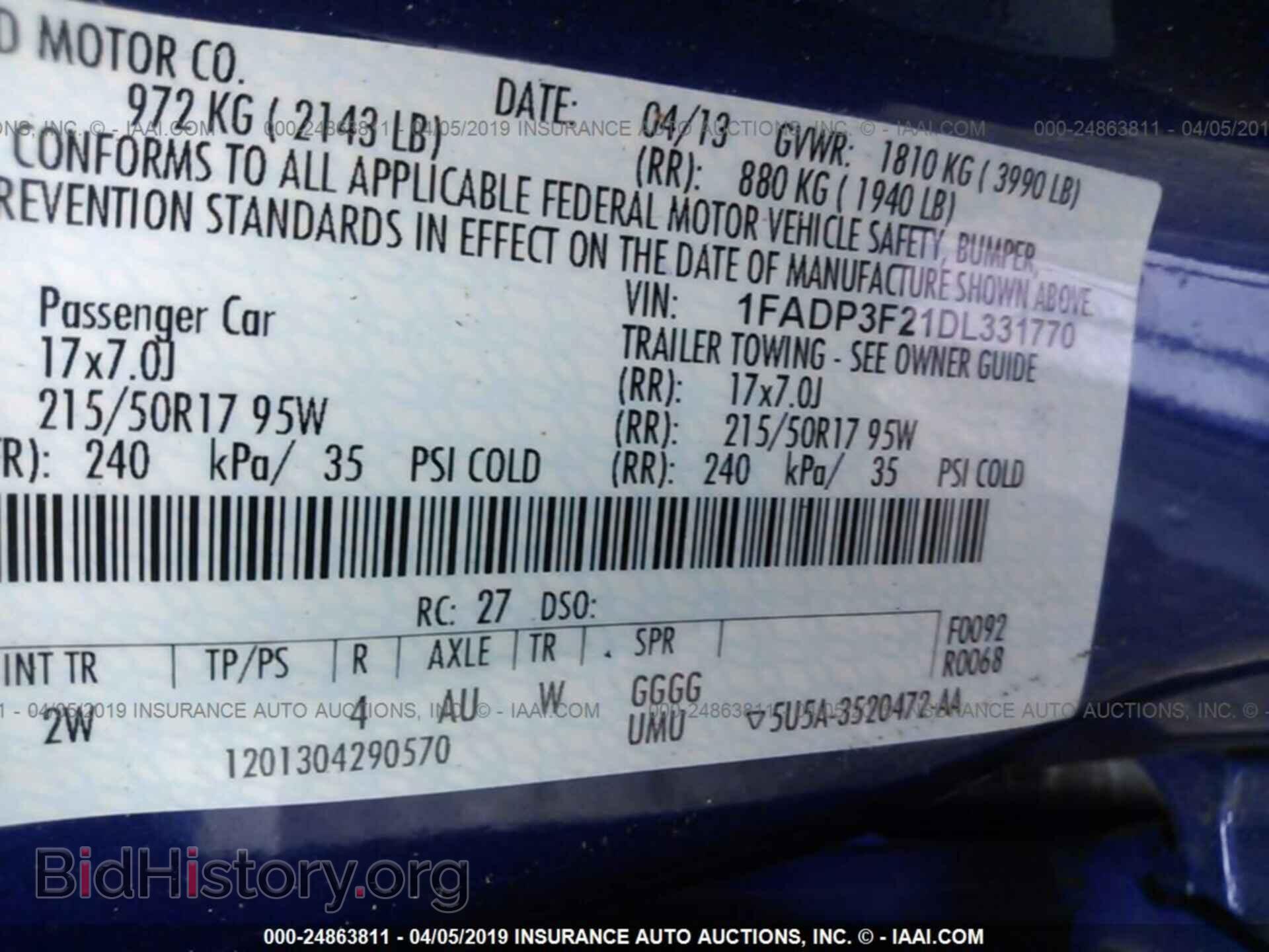 2013 FORD FOCUS - VIN: 1FADP3F21DL331770 - Фото 9
