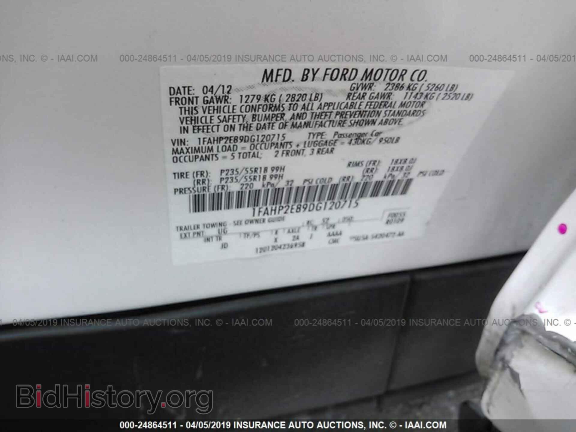 2013 FORD TAURUS - VIN: 1FAHP2E89DG120715 - Фото 9