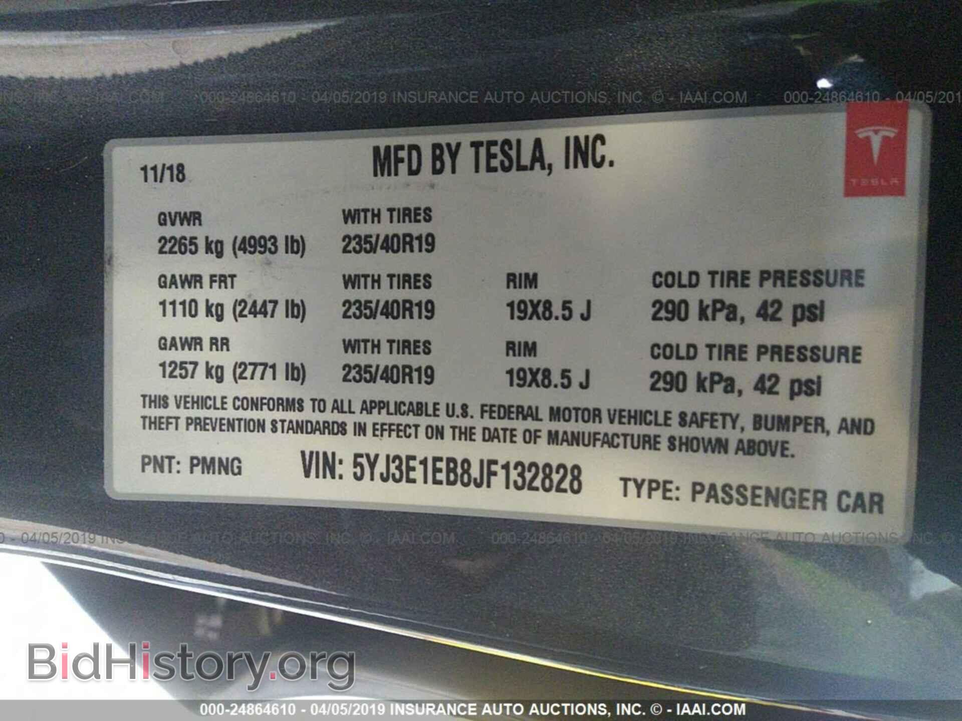 2018 TESLA MODEL 3 - VIN: 5YJ3E1EB8JF132828 - Фото 9