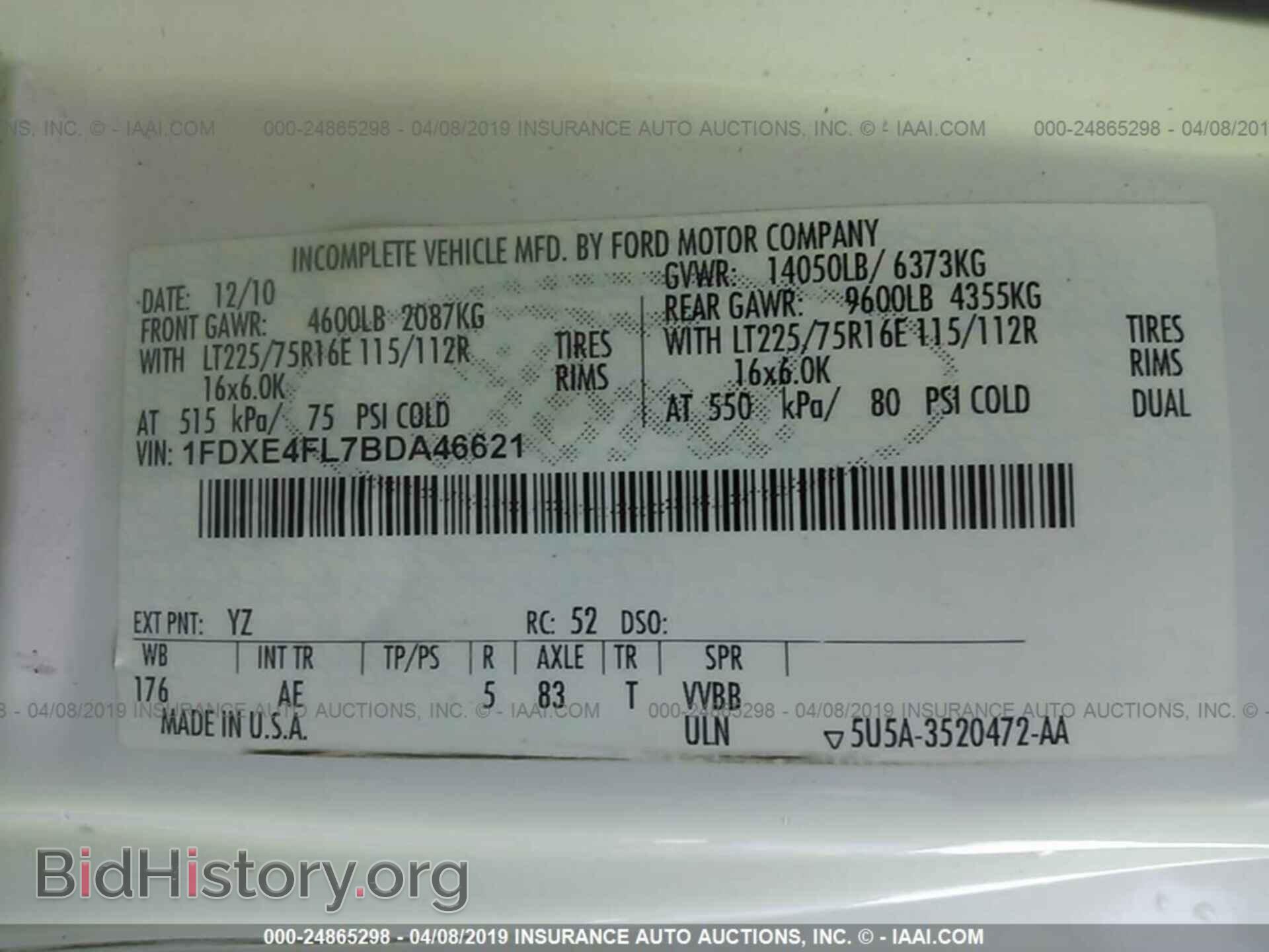 2011 FORD ECONOLINE - VIN: 1FDXE4FL7BDA46621 - Фото 9