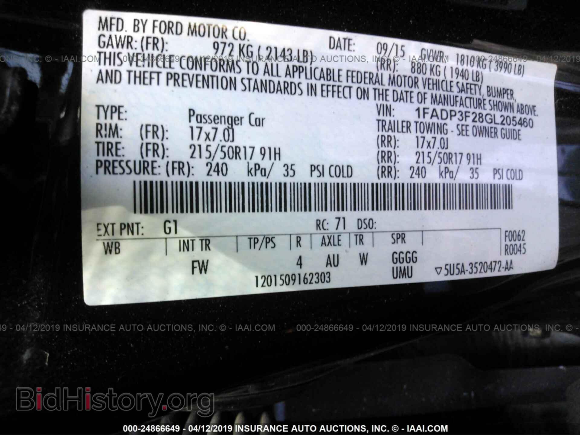 2016 FORD FOCUS - VIN: 1FADP3F28GL205460 - Фото 9