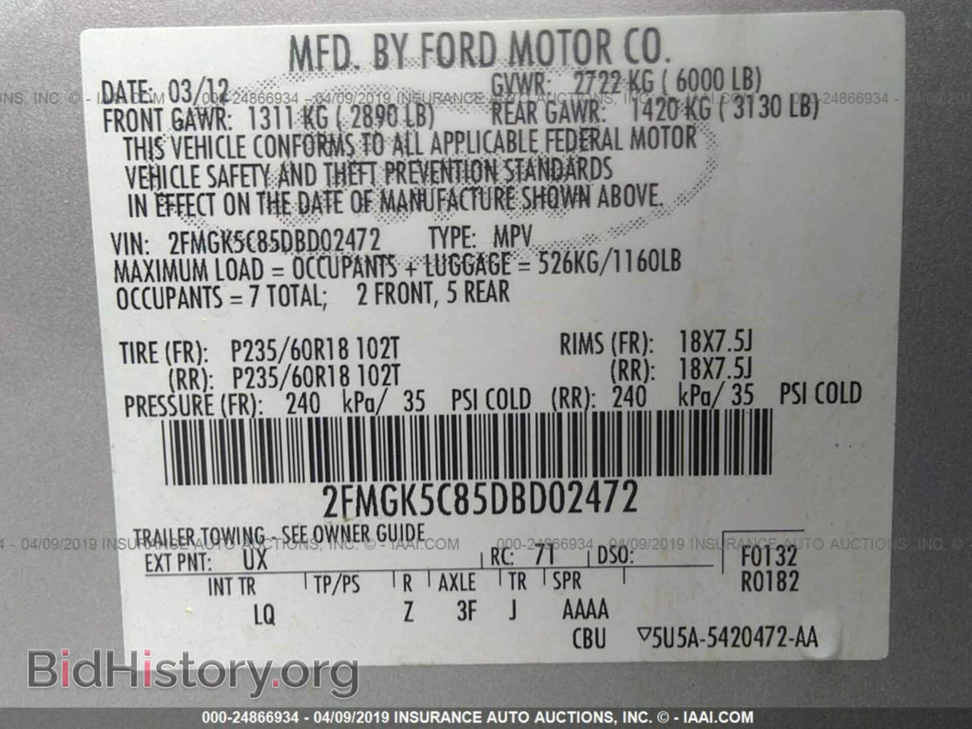 2013 FORD FLEX - VIN: 2FMGK5C85DBD02472 - Фото 9