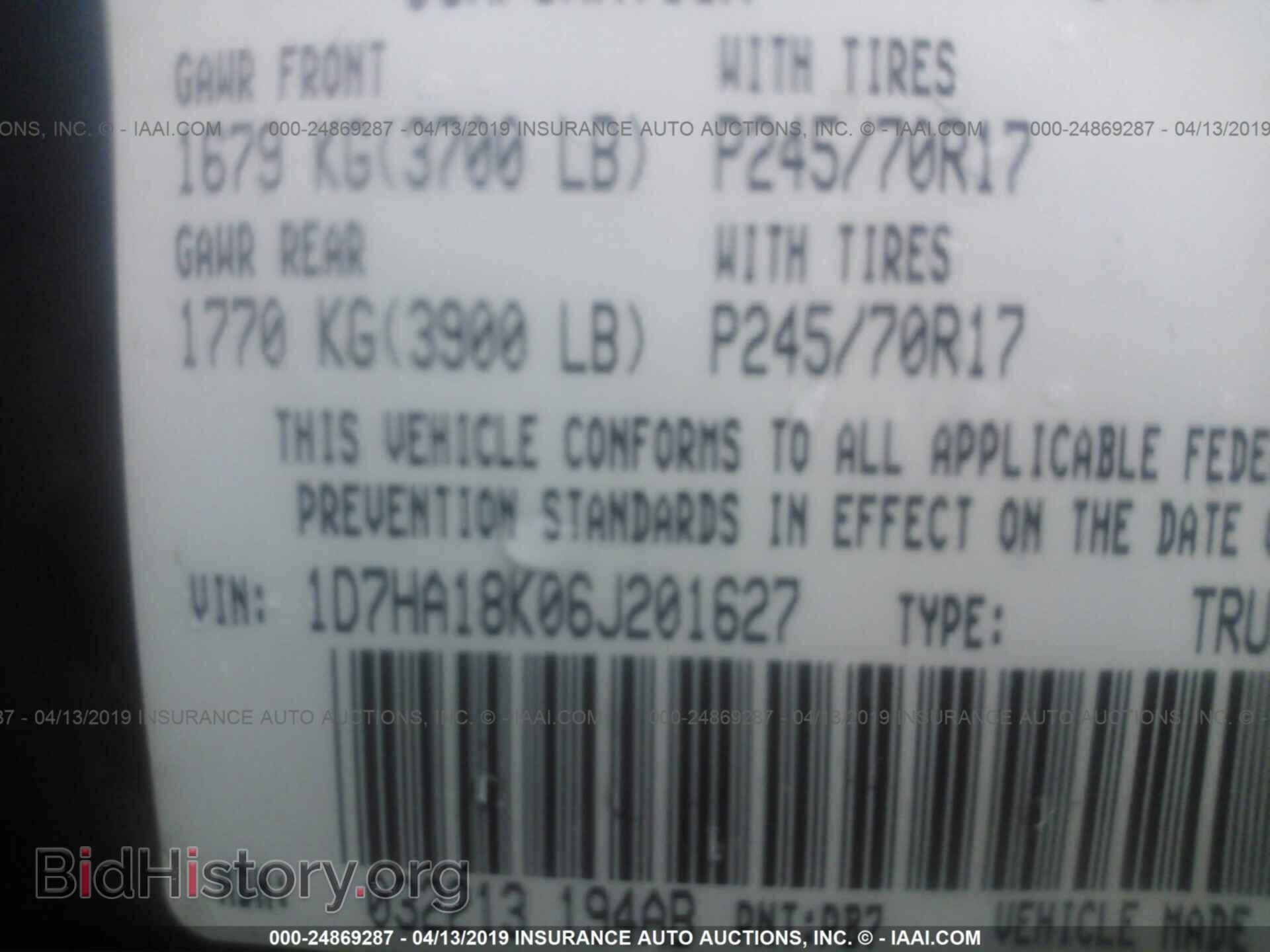 2006 DODGE RAM 1500 - VIN: 1D7HA18K06J201627 - Фото 9