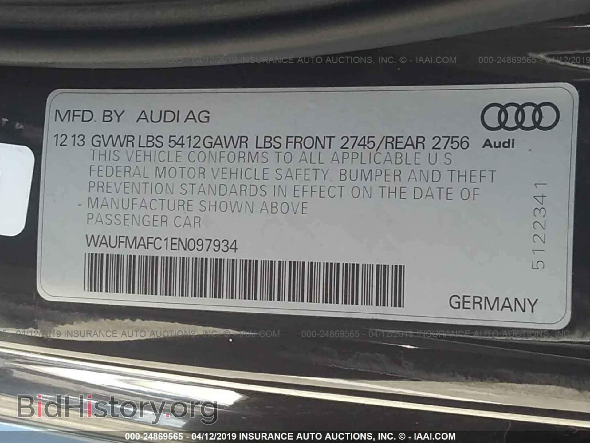 2014 AUDI A6 - VIN: WAUFMAFC1EN097934 - Фото 9