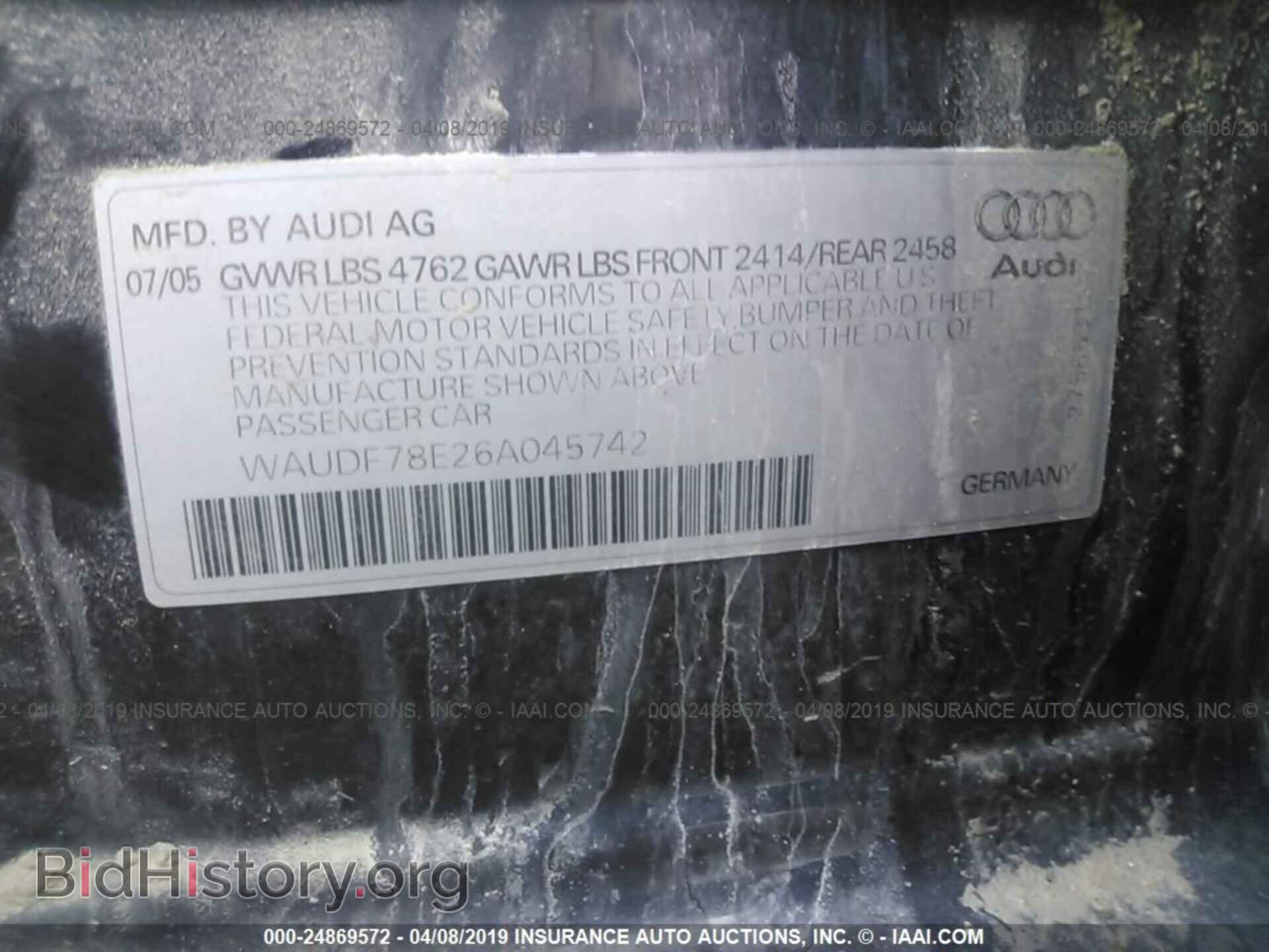 2006 AUDI A4 - VIN: WAUDF78E26A045742 - Photo 9