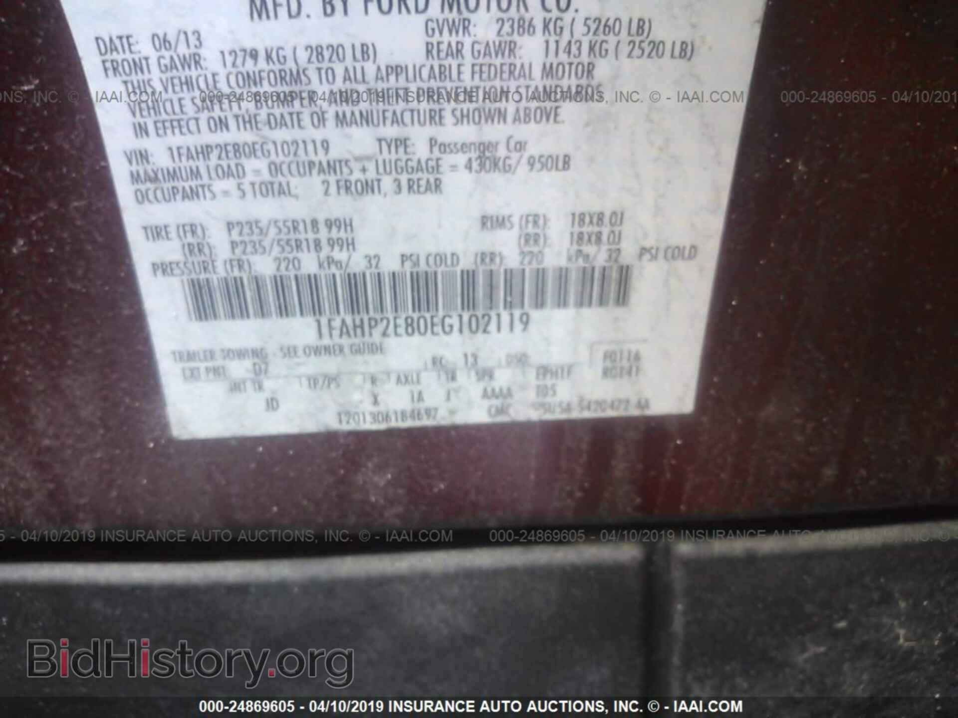 2014 FORD TAURUS - VIN: 1FAHP2E80EG102119 - Фото 9