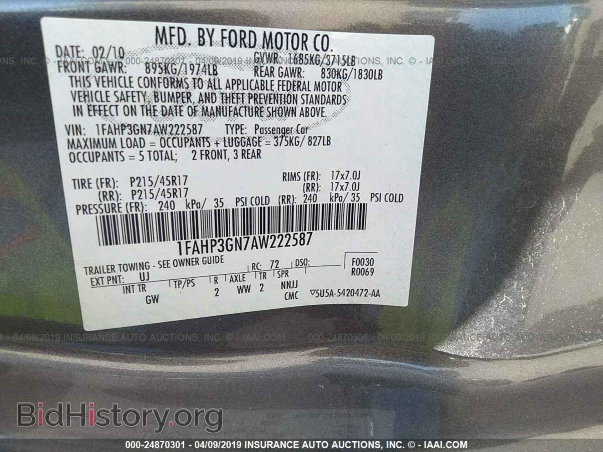 2010 FORD FOCUS - VIN: 1FAHP3GN7AW222587 - Фото 9