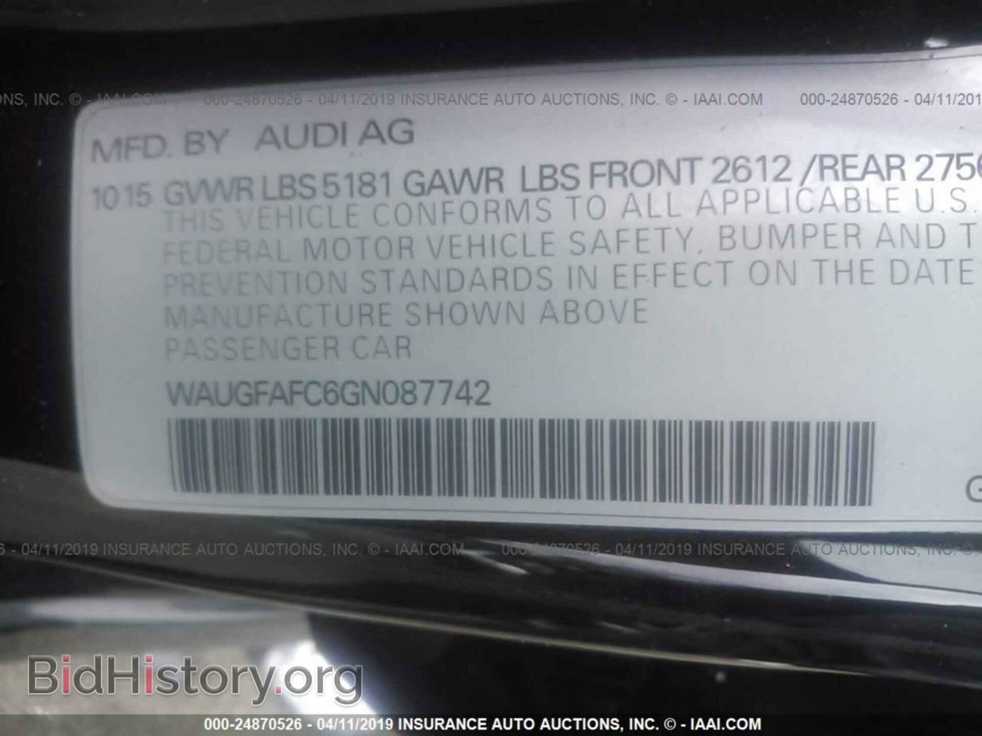 2016 AUDI A6 - VIN: WAUGFAFC6GN087742 - Photo 9