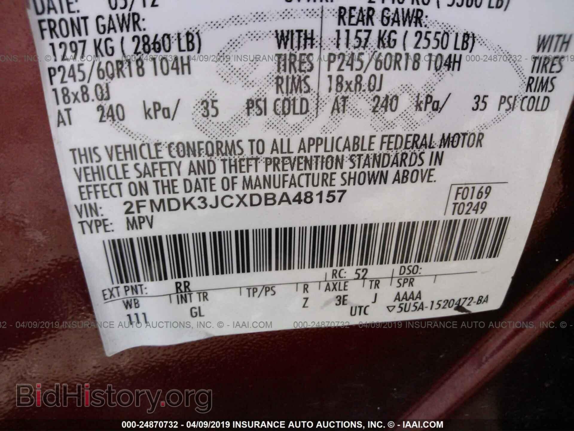 2013 FORD EDGE - VIN: 2FMDK3JCXDBA48157 - Photo 9