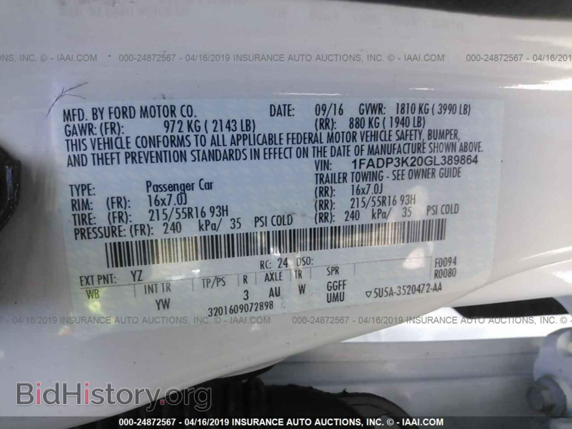 2016 FORD FOCUS - VIN: 1FADP3K20GL389864 - Фото 9