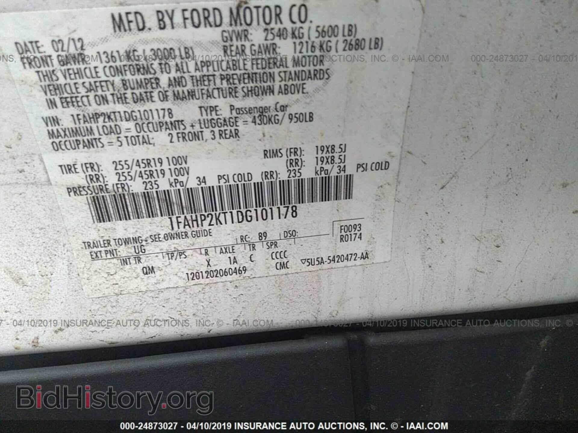2013 FORD TAURUS - VIN: 1FAHP2KT1DG101178 - Фото 9