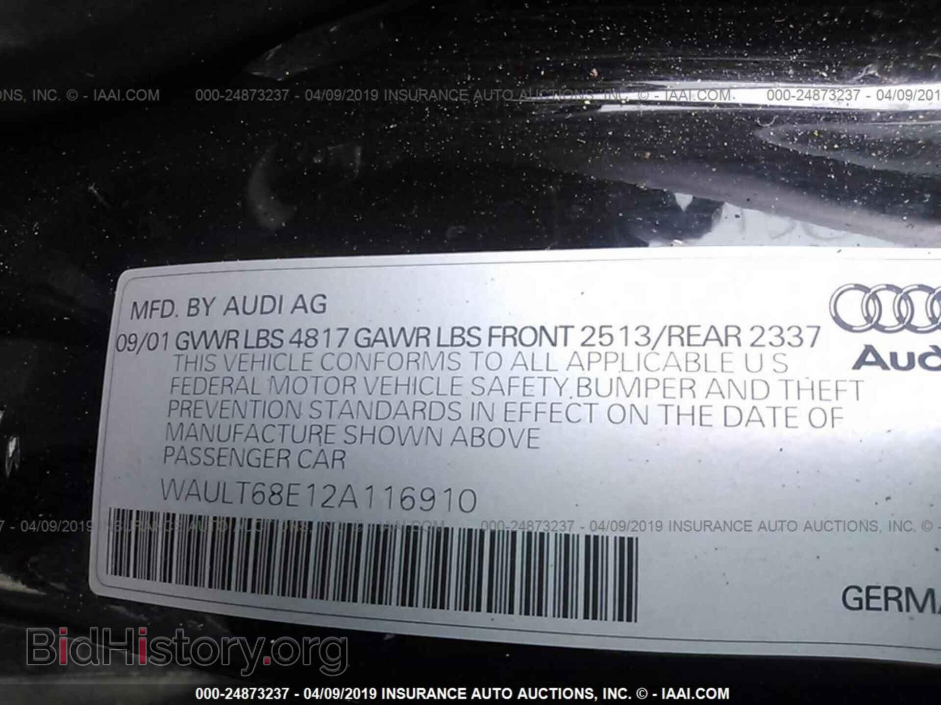 2002 AUDI A4 - VIN: WAULT68E12A116910 - Photo 9