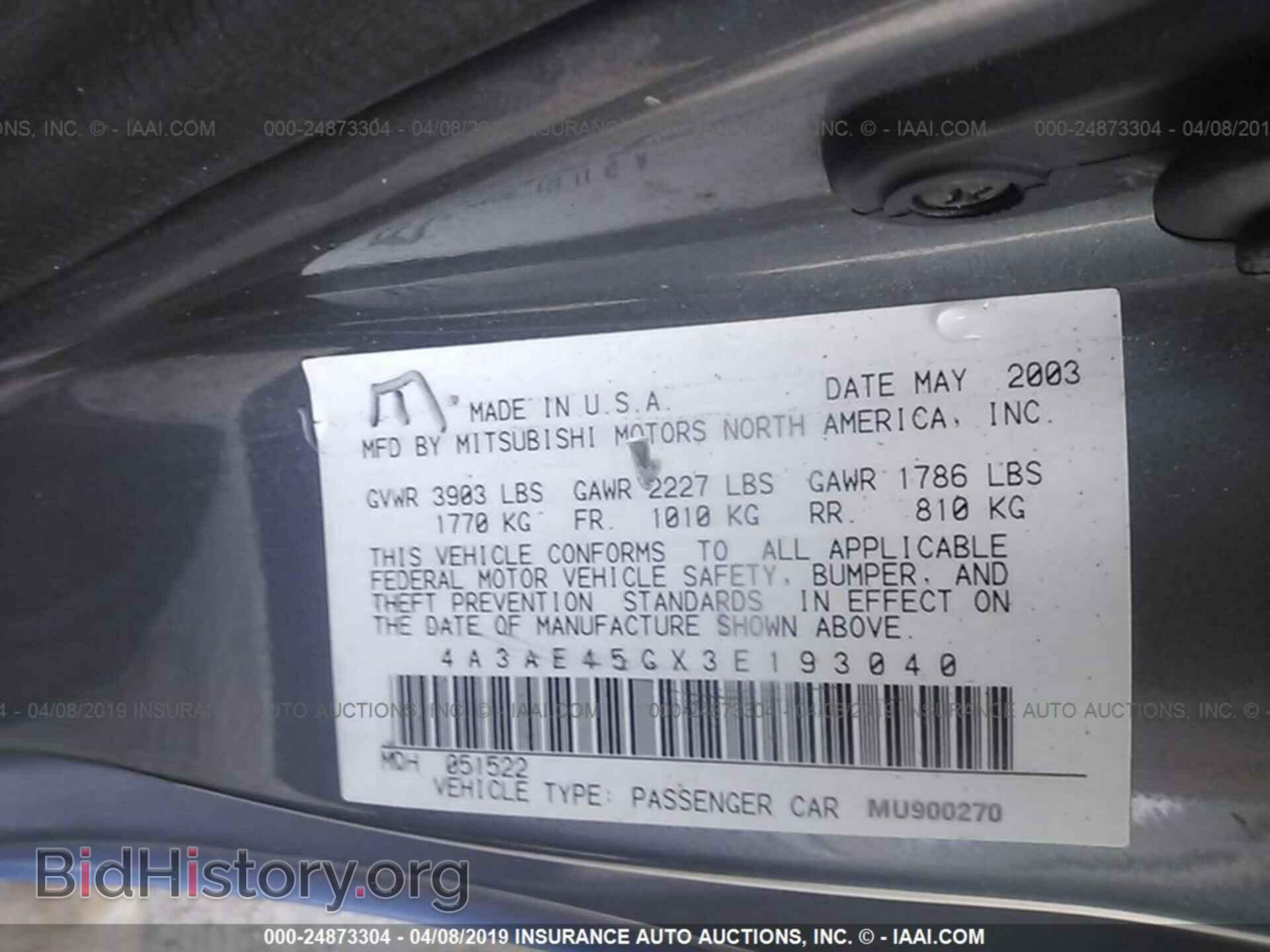2003 MITSUBISHI ECLIPSE - VIN: 4A3AE45GX3E193040 - Фото 9