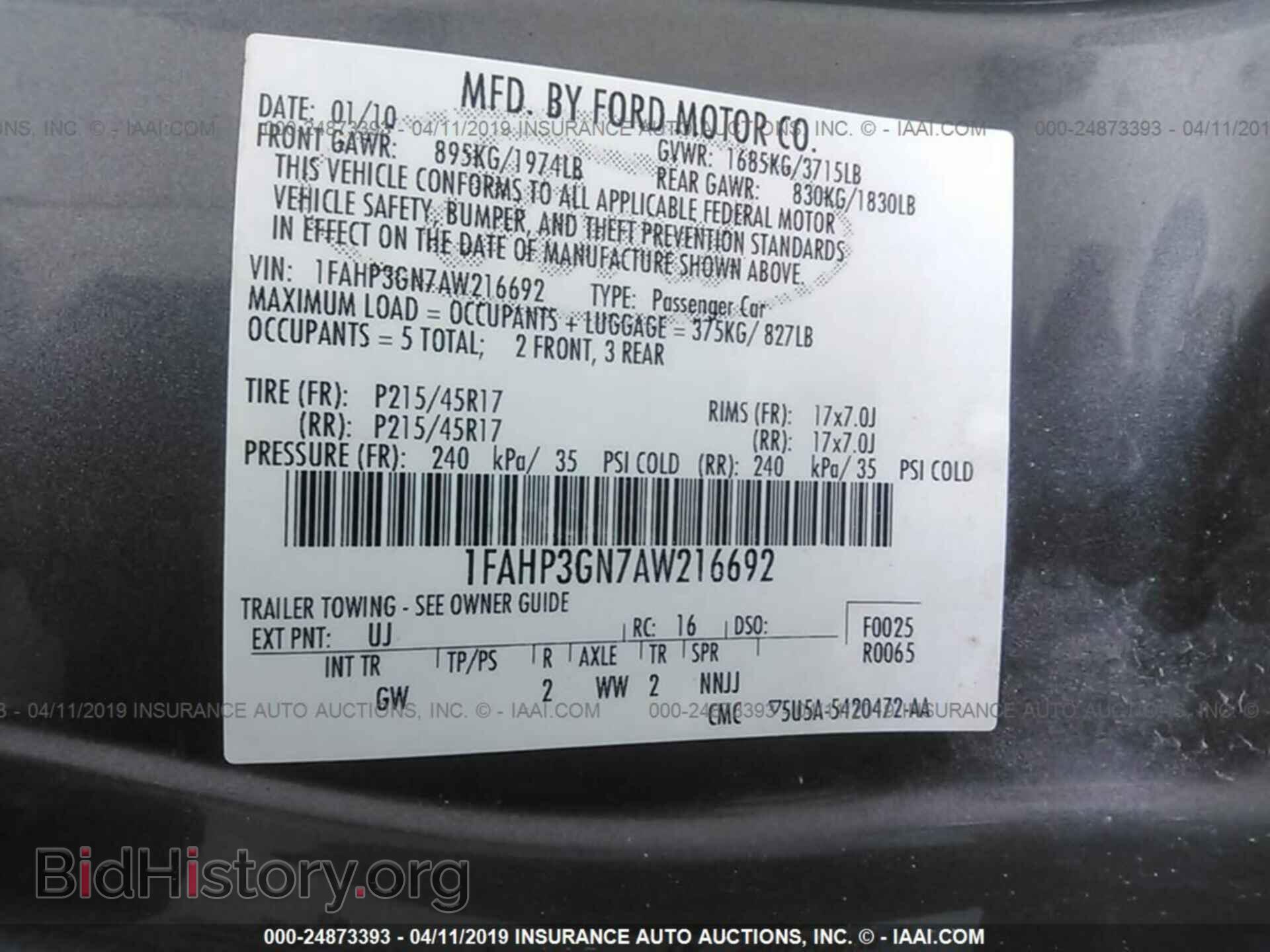 2010 FORD FOCUS - VIN: 1FAHP3GN7AW216692 - Фото 9