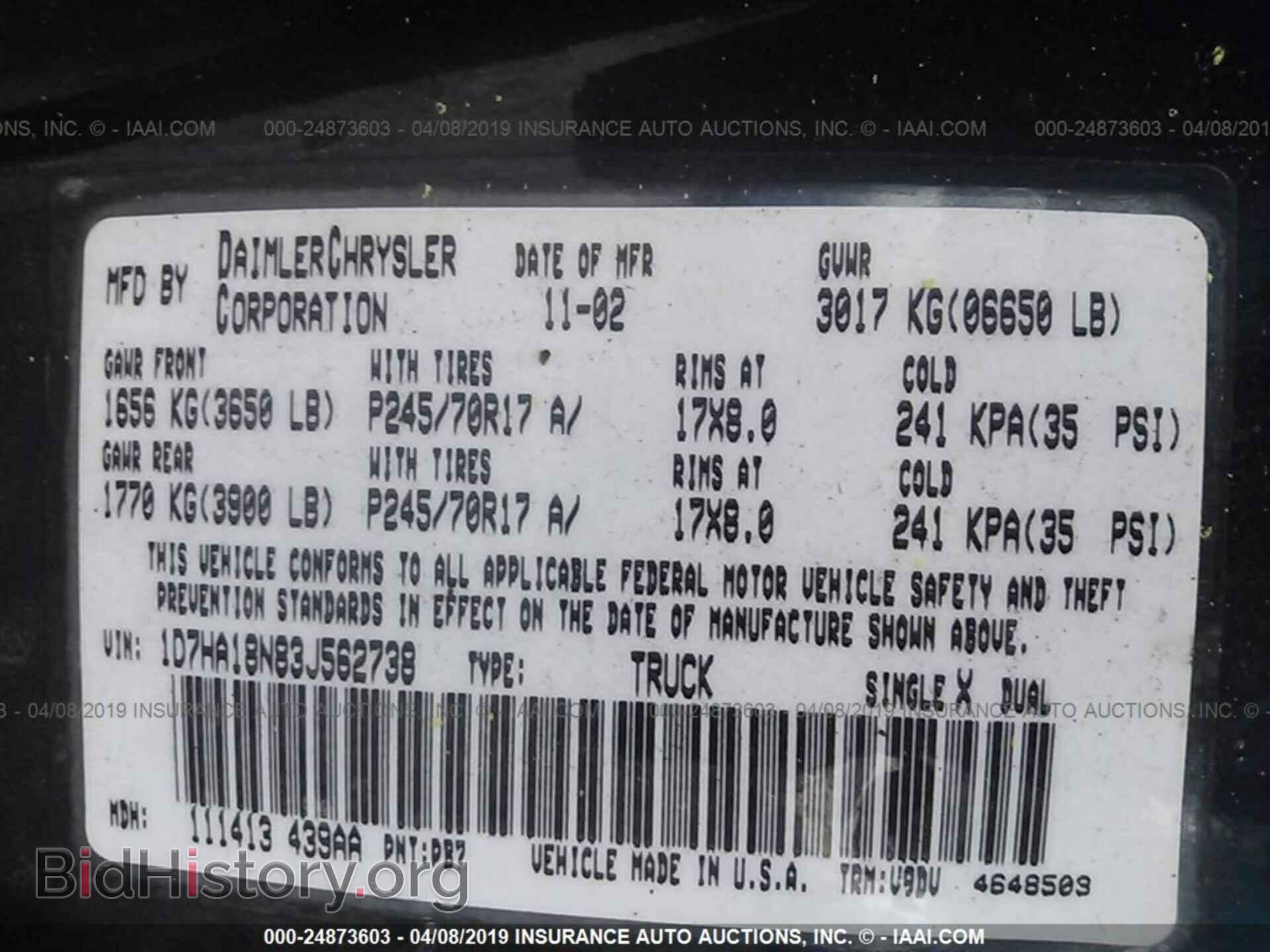 2003 DODGE RAM 1500 - VIN: 1D7HA18N83J562738 - Photo 9