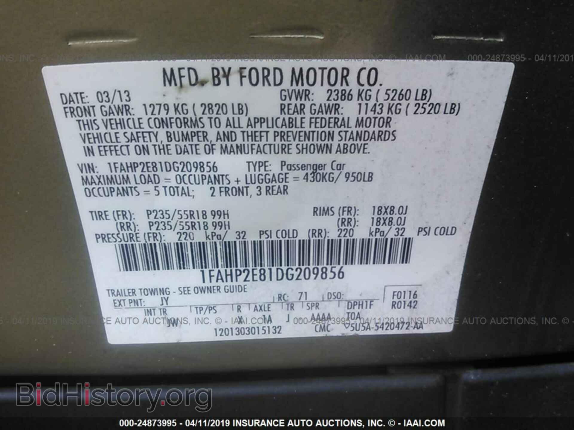 2013 FORD TAURUS - VIN: 1FAHP2E81DG209856 - Photo 9