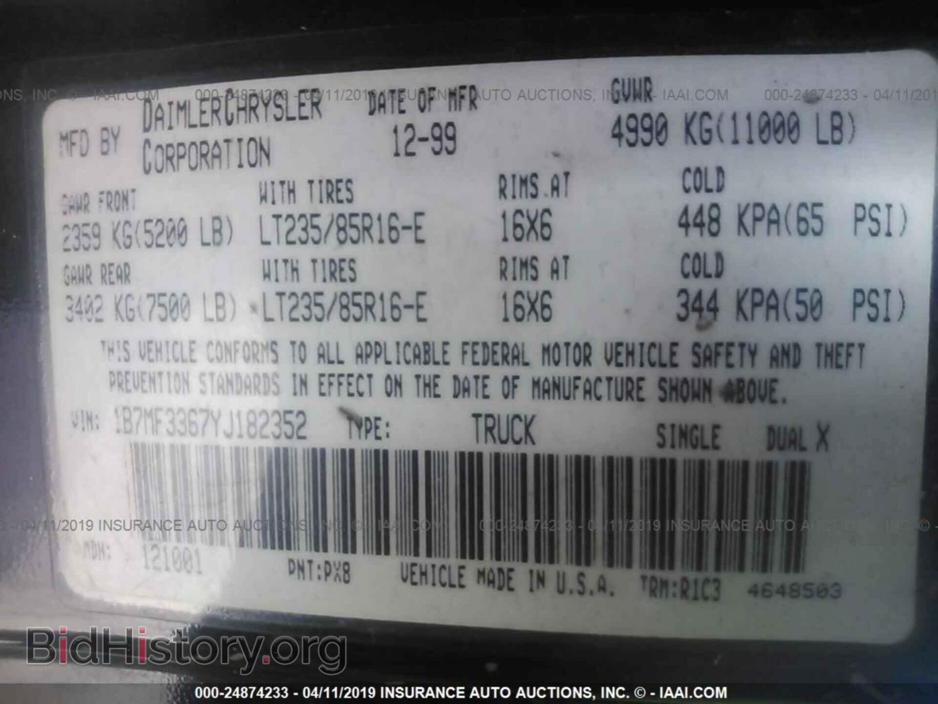 2000 DODGE RAM 3500 - VIN: 1B7MF3367YJ182352 - Photo 9