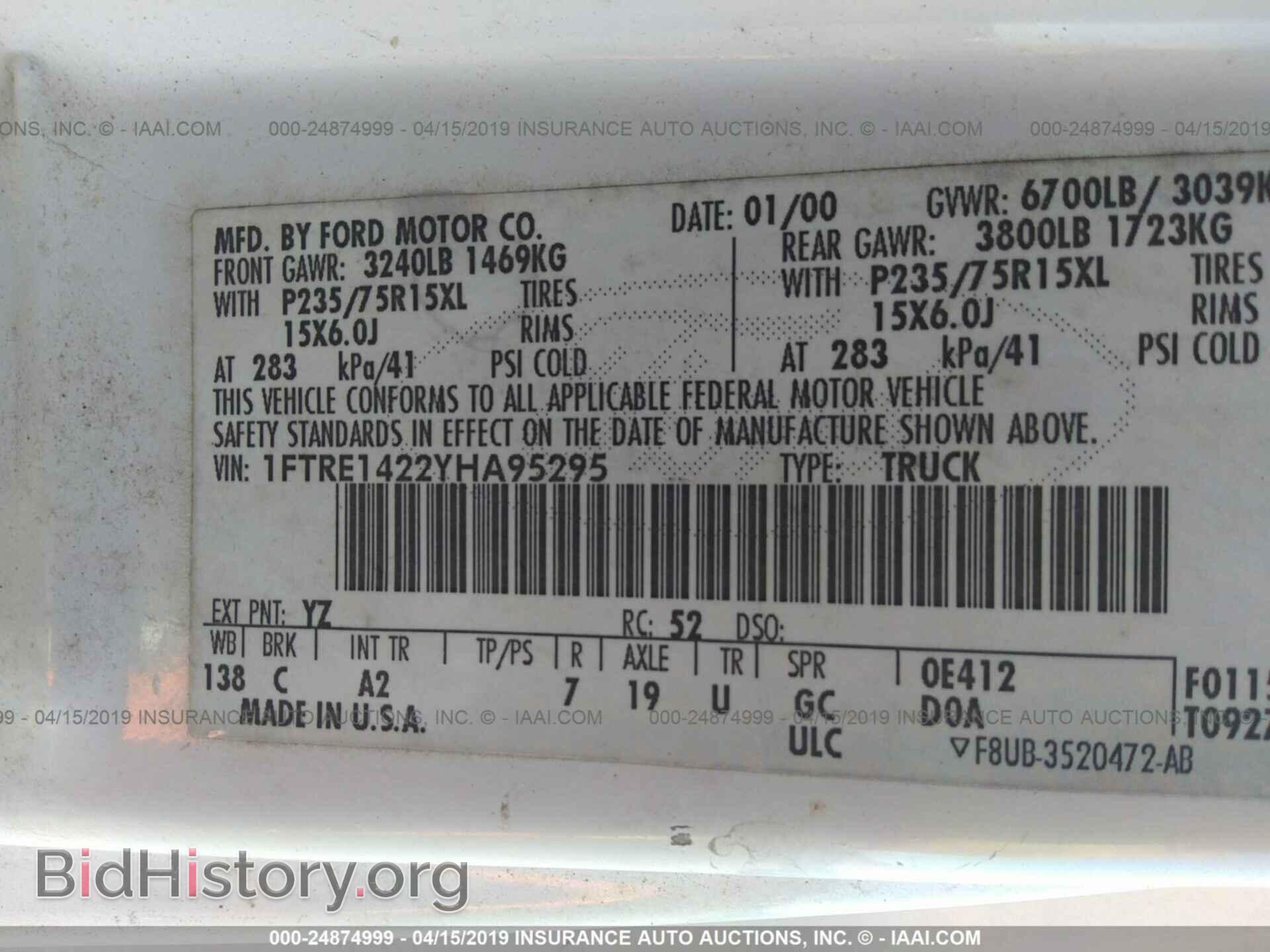 2000 FORD ECONOLINE - VIN: 1FTRE1422YHA95295 - Photo 9