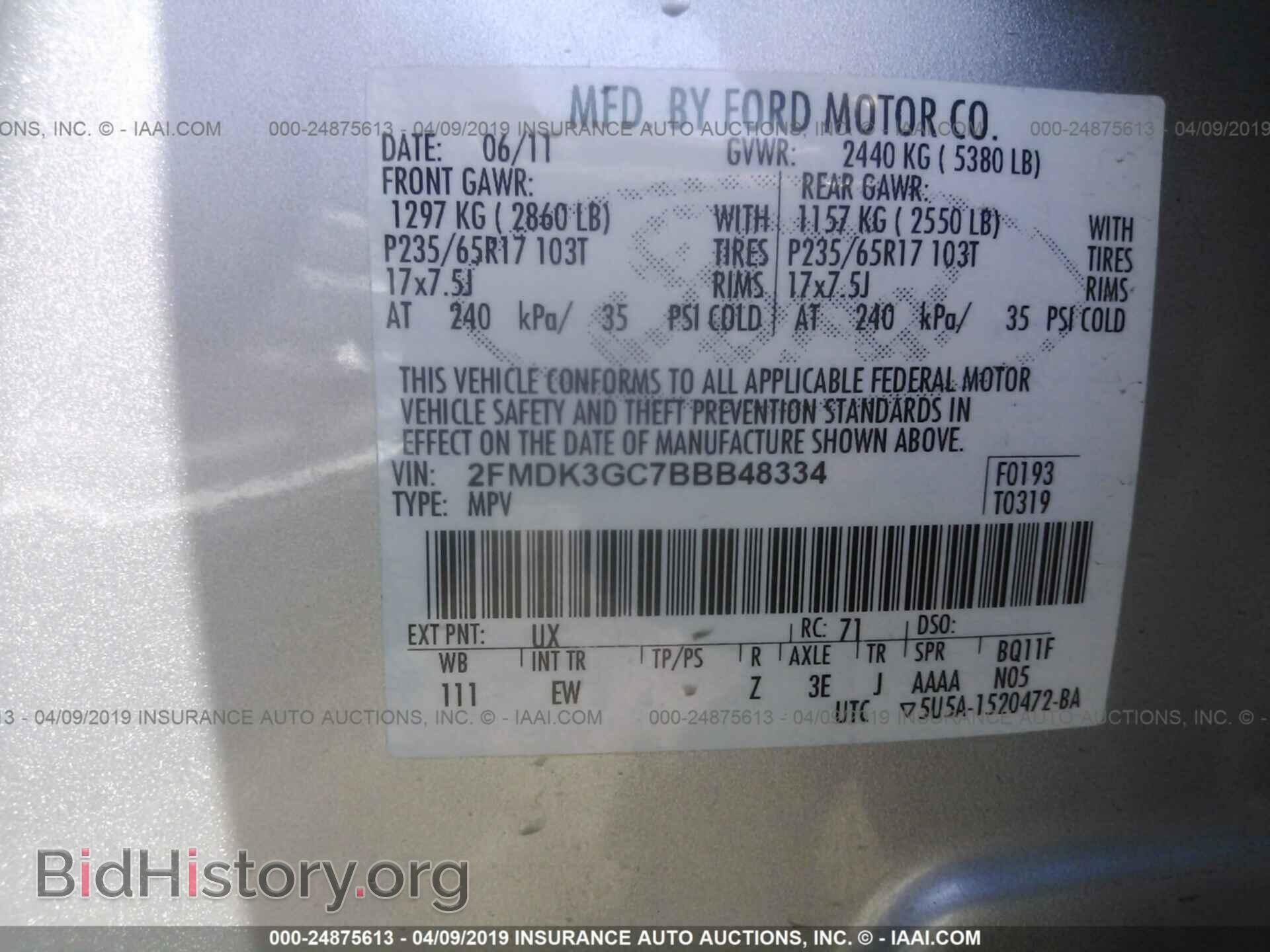 2011 FORD EDGE - VIN: 2FMDK3GC7BBB48334 - Фото 9