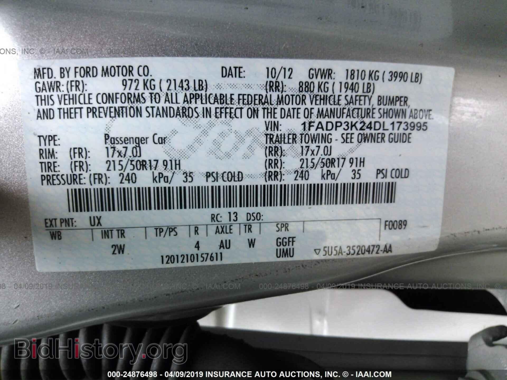 2013 FORD FOCUS - VIN: 1FADP3K24DL173995 - Фото 9