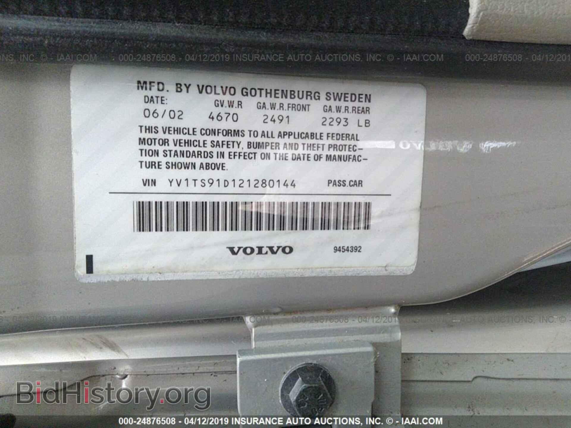 2002 VOLVO S80 - VIN: YV1TS91D121280144 - Фото 9