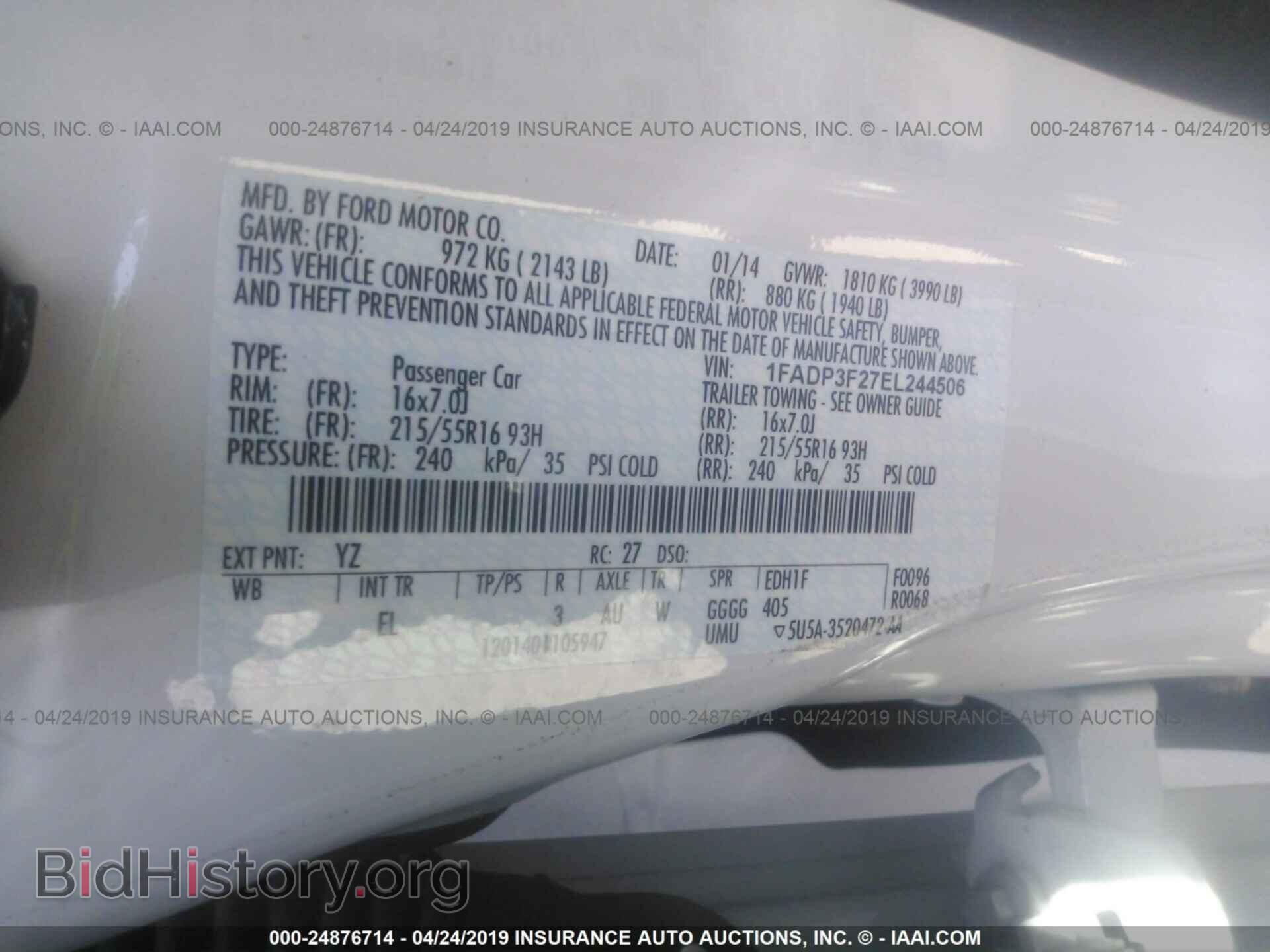 2014 FORD FOCUS - VIN: 1FADP3F27EL244506 - Фото 9