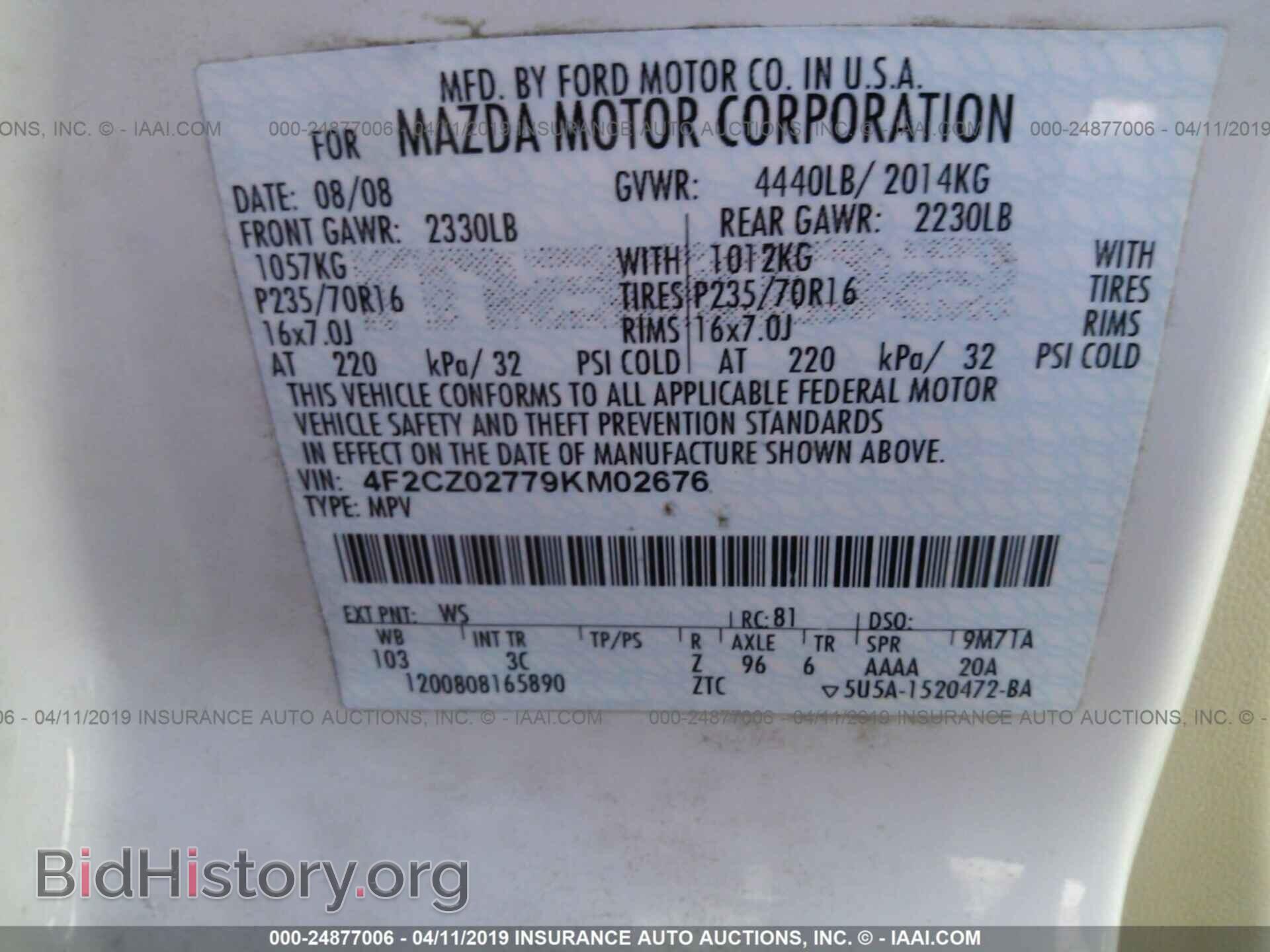 2009 MAZDA TRIBUTE - VIN: 4F2CZ02779KM02676 - Photo 9