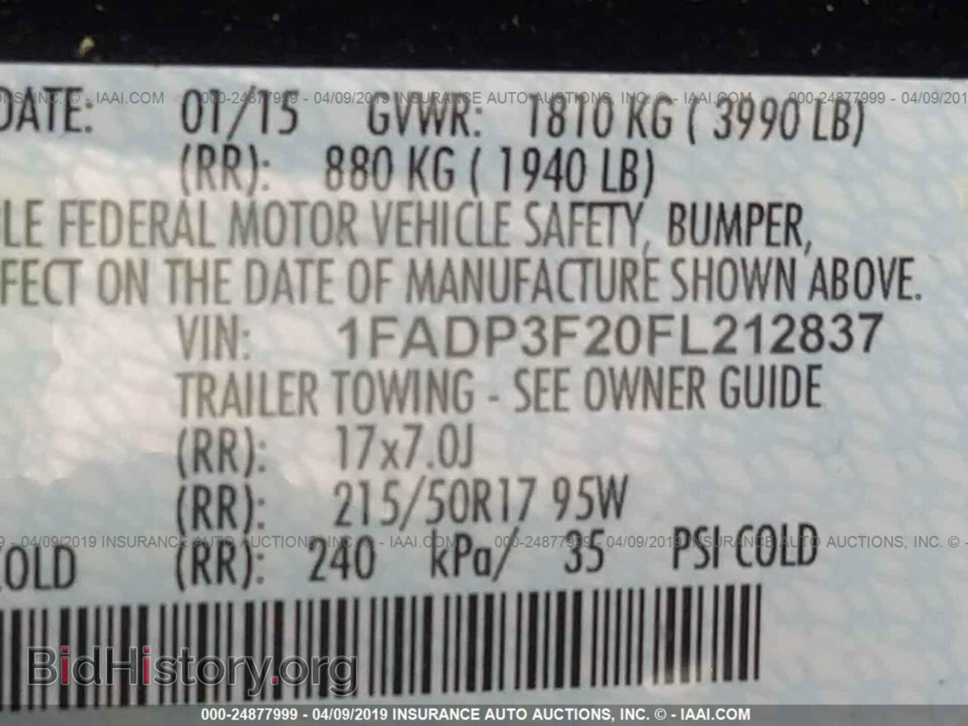 2015 FORD FOCUS - VIN: 1FADP3F20FL212837 - Фото 9