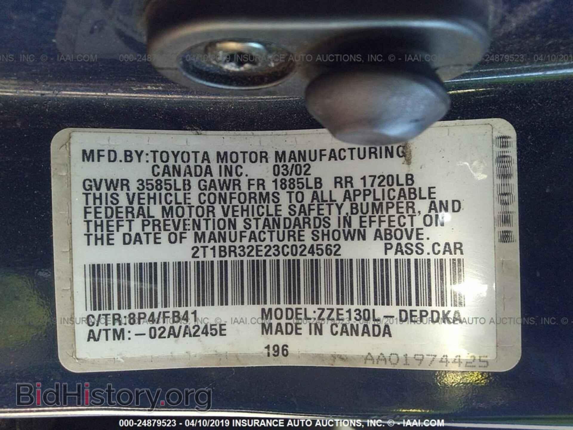 2003 TOYOTA COROLLA - VIN: 2T1BR32E23C024562 - Photo 9